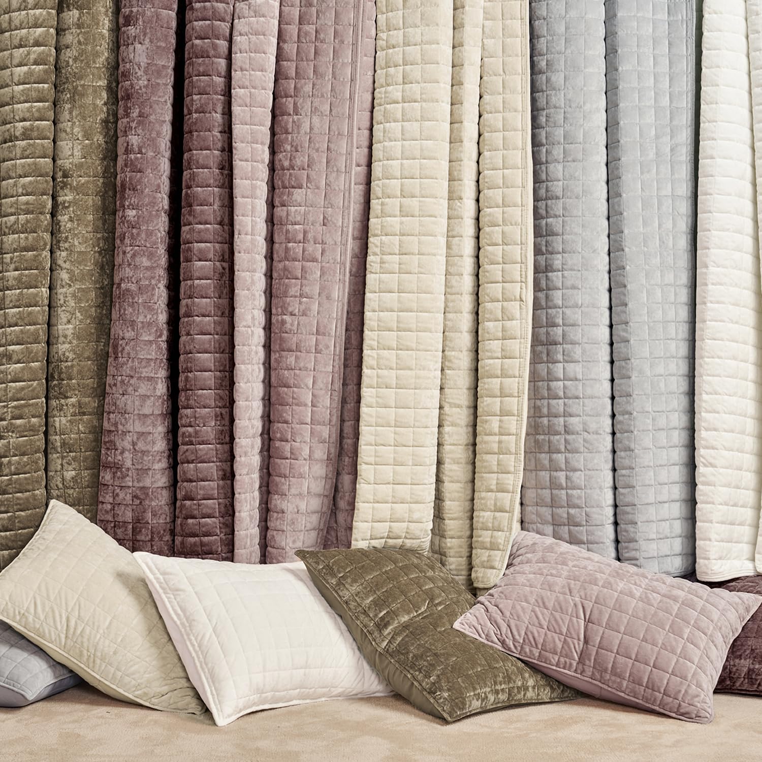 RECYCO Luxury Velvet Quilt Set Full Queen Size Bedding Sets, Ultra Soft Velvet Comforter Set, Lightweight Channel Box Stitch Oversized Bedspread Coverlet for All Season, with 2 Shams, Beige - Image 6