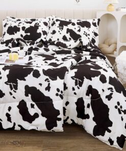 Viviland Kids Twin Bedding Sets for Girls, Boys Soft Twin Comforter Set with Sheets, 5 Pieces Microfiber Bed in a Bag, Cow Animal