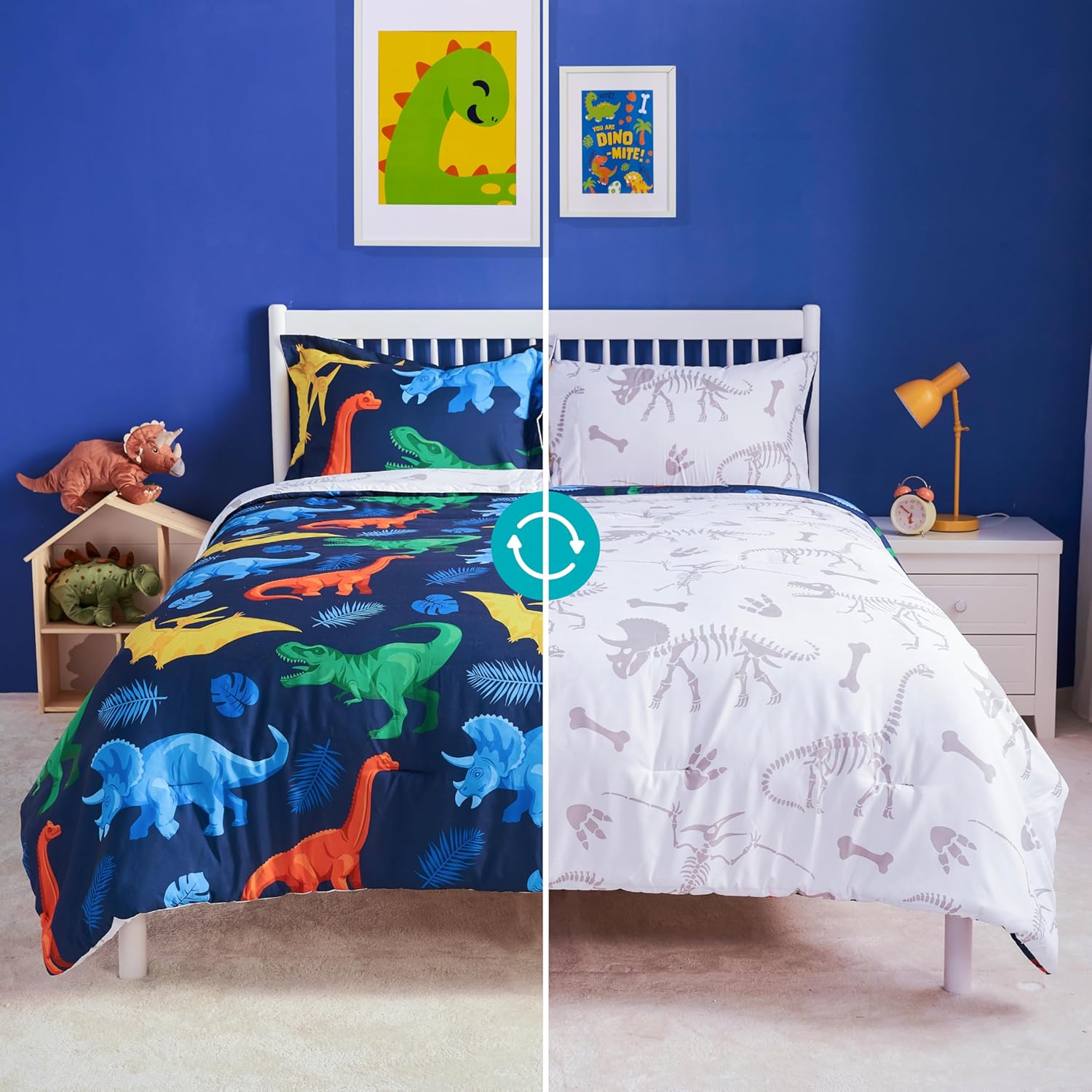 Joiedomi Kid Twin Comforter Set 5 Piece Dinosaur Bedding Set for Boys Girls Super Soft Microfiber Bed in a Bag with Comforter Sheets Pillowcase Sham - Image 4