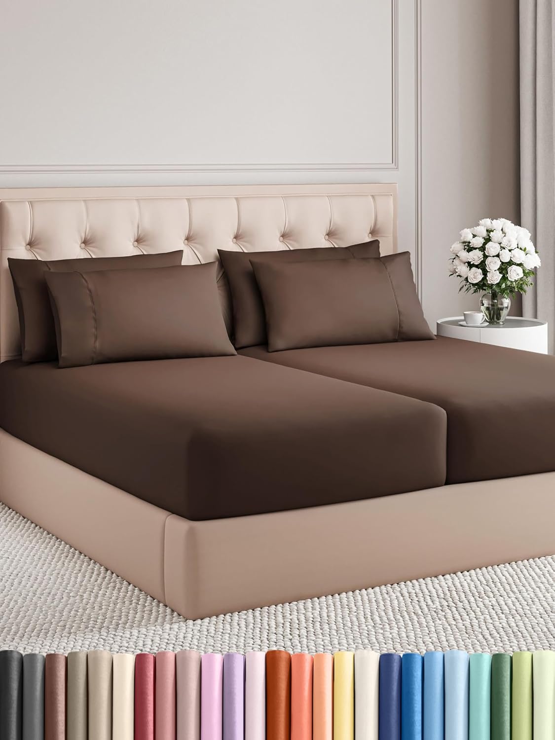 King 6 Piece Sheet Set - Cooling and Breathable Bed Sheets - Hotel Luxury Bed Sheets for Women, Men, Kids & Teens - Bedding with Deep Pockets & Easy Fit - Soft and Wrinkle Free - King Dark Grey Sheets - Image 115