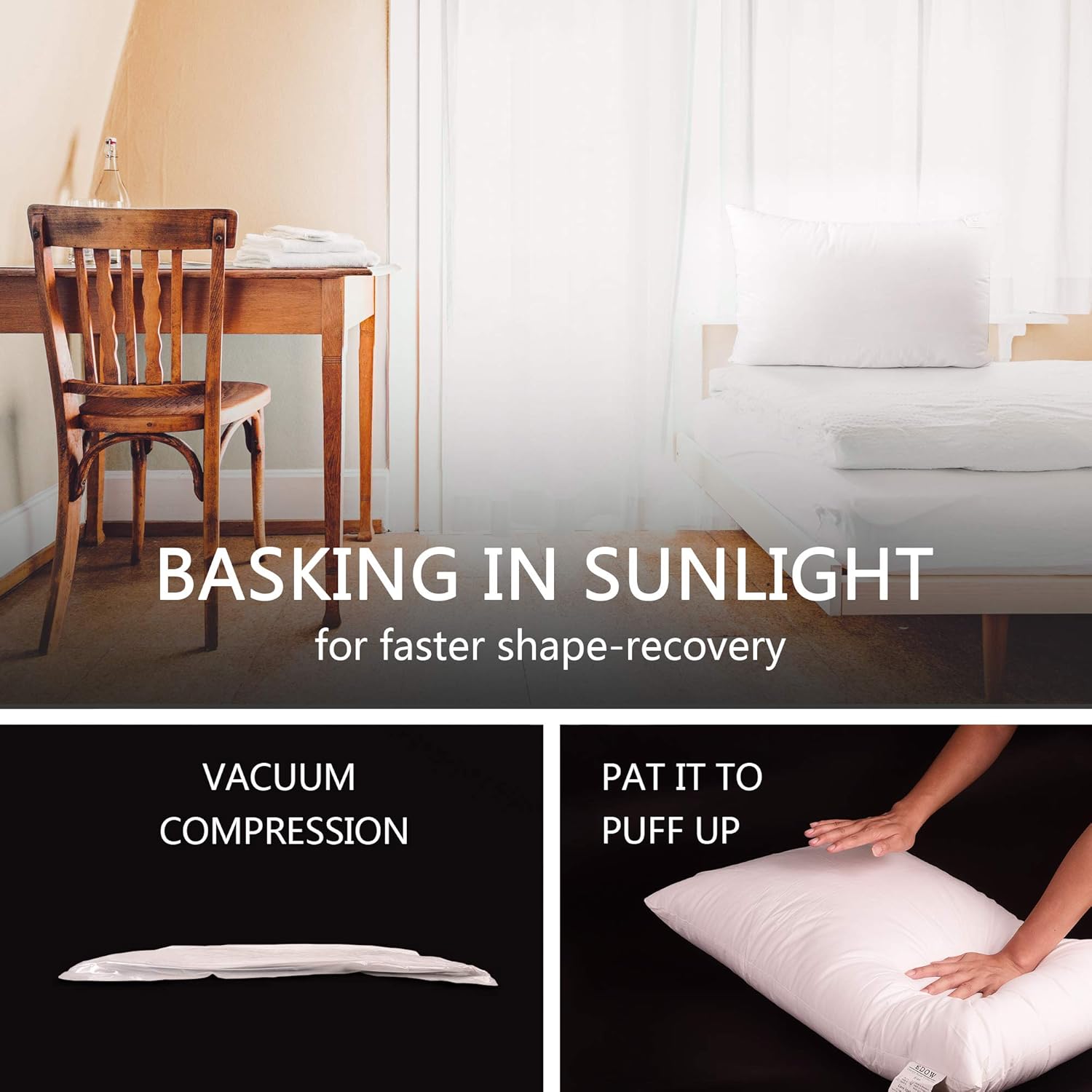 EDOW Luxury Soft Pillows for Sleeping, Fluffy Down Alternative Polyester Fiber Filled Pillow, Home&Hotel-Collection, Machine Washable - Image 5