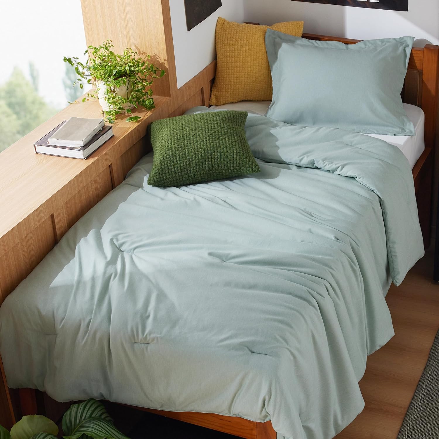 Bedsure Queen Comforter Set - Beige Soft Bedding for All Seasons, Cationic Dyed Bed Set, 3 Pieces, 1 Queen Size Comforter (90"x90") and 2 Pillow Shams (20"x26"+2") - Image 15