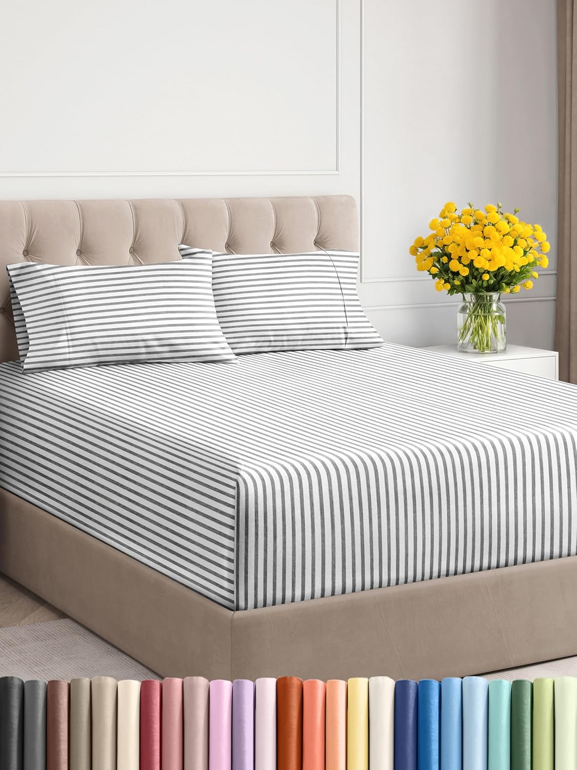 Extra Deep Cal King Sheet Set - 6 Piece Breathable & Cooling Sheets - Hotel Luxury Bed Sheets Set - Easy & Secure Fit - Soft, Wrinkle Free & Comfy Sheets Set - Grey Sheet Set with Extra Deep Pockets - Image 46