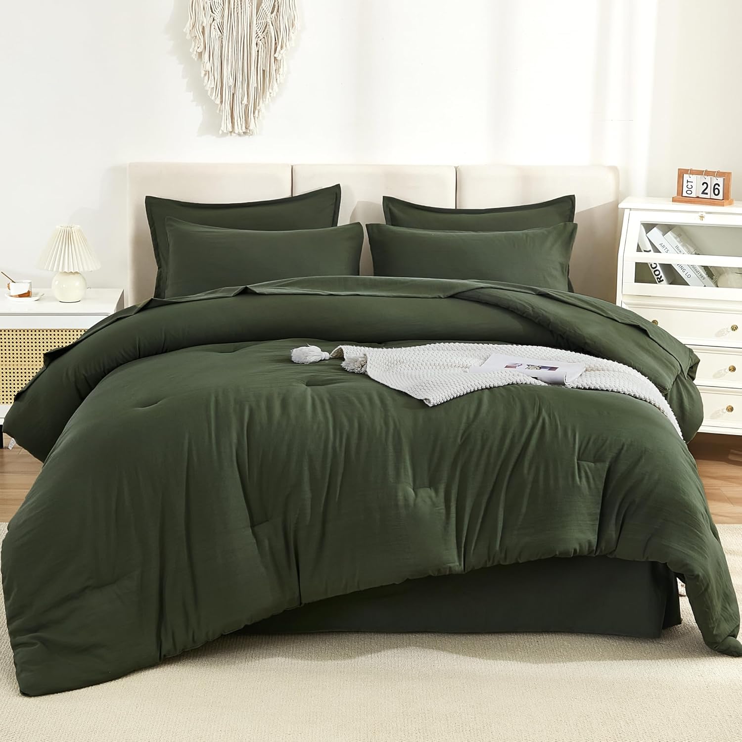 Litanika King Size Comforter Set Dark Emerald Green - 7 Pieces Bed in a Bag King Bedding Comforter Sets, Solid Lightweight Bed Set with Comforter, Sheets, Pillowcases & Shams - Image 33