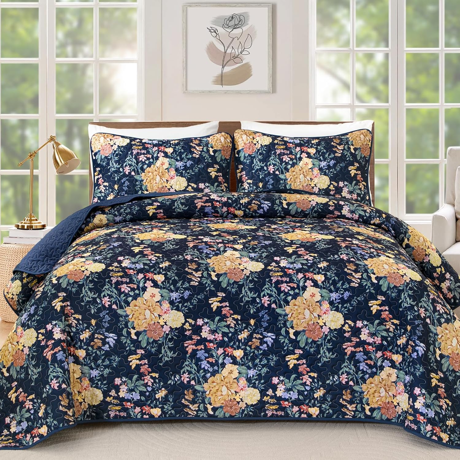 WONGS BDEEING Quilt Queen Size, Sage Green Quilt Bedding Set with 2 Pillowcases, Botanical Quilt for Queen Bed, Soft Microfiber Lightweight Coverlet Bedspread for All Season (96"×90", 3 Pieces) - Image 11