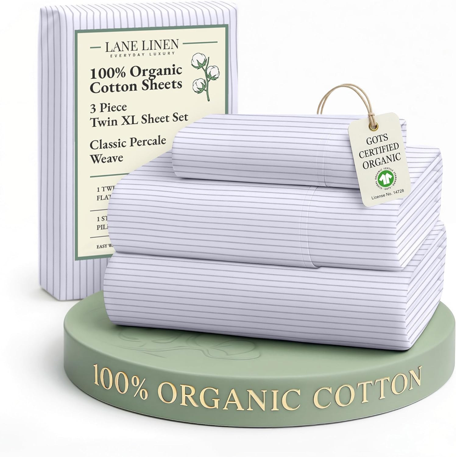 LANE LINEN 100% Organic Cotton King Size Sheets Set, Soft & Comfy All Season Breathable Sheets King Size, Percale Weave Fully Elasticized Eco Friendly Naturally Cooling King White Bed Sheets - Image 48