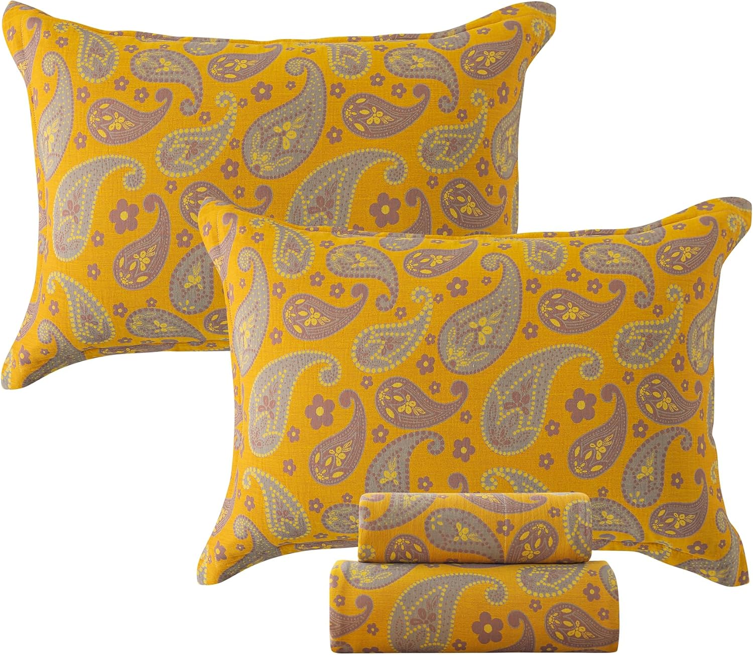 FADFAY Shabby Floral Bedding Elegant Peony Sheets Set Luxury Bedding Collections 100% Egyptian Cotton Deep Pocket, 4 Piece-King Size - Image 59