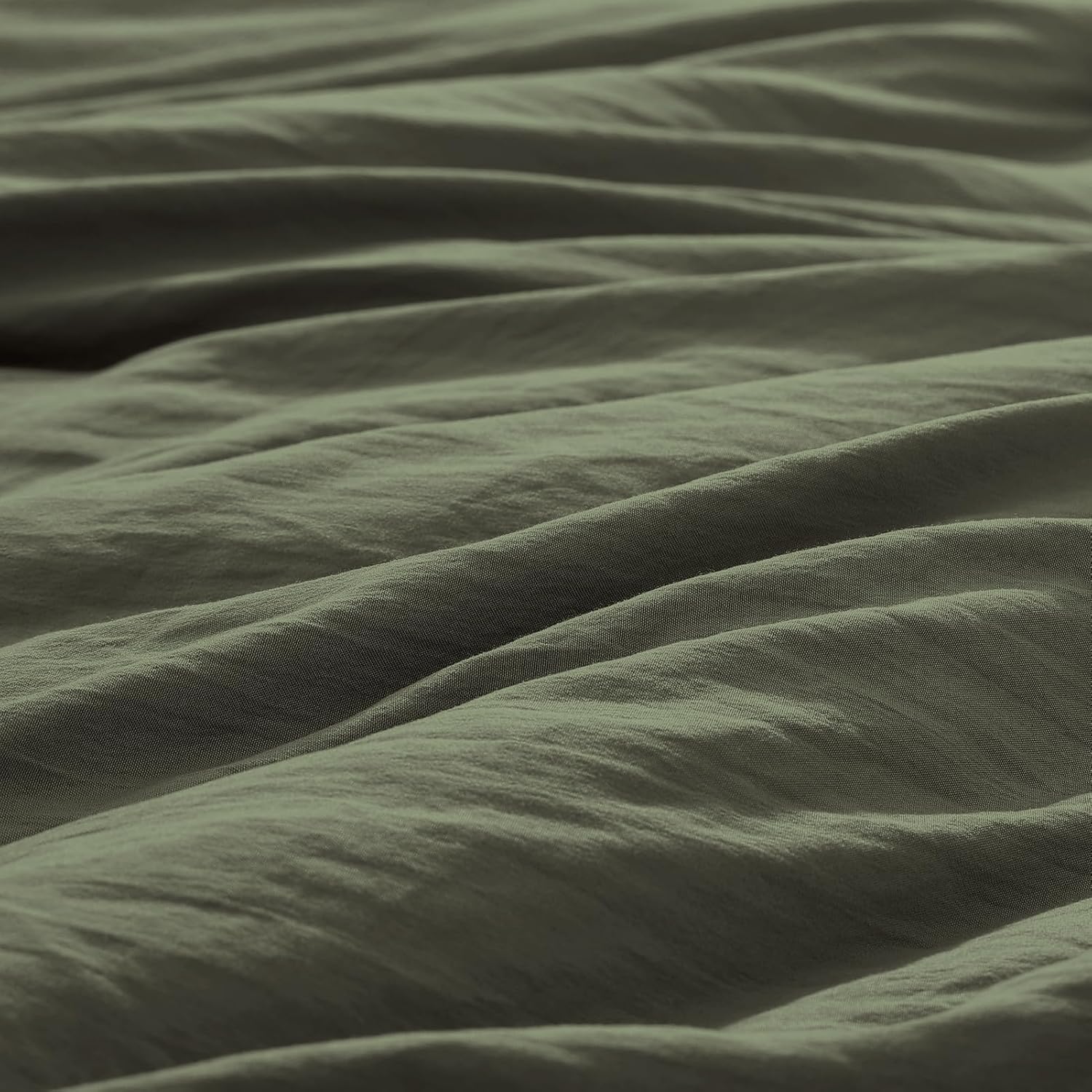 WRENSONGE King Size Comforter Set - 3 Pieces Olive Green Comforter Prewashed Soft Lightweight for All Seasons,Fluffy Down Alternative Comforter King Size with 2 Pillow Shams - Image 5