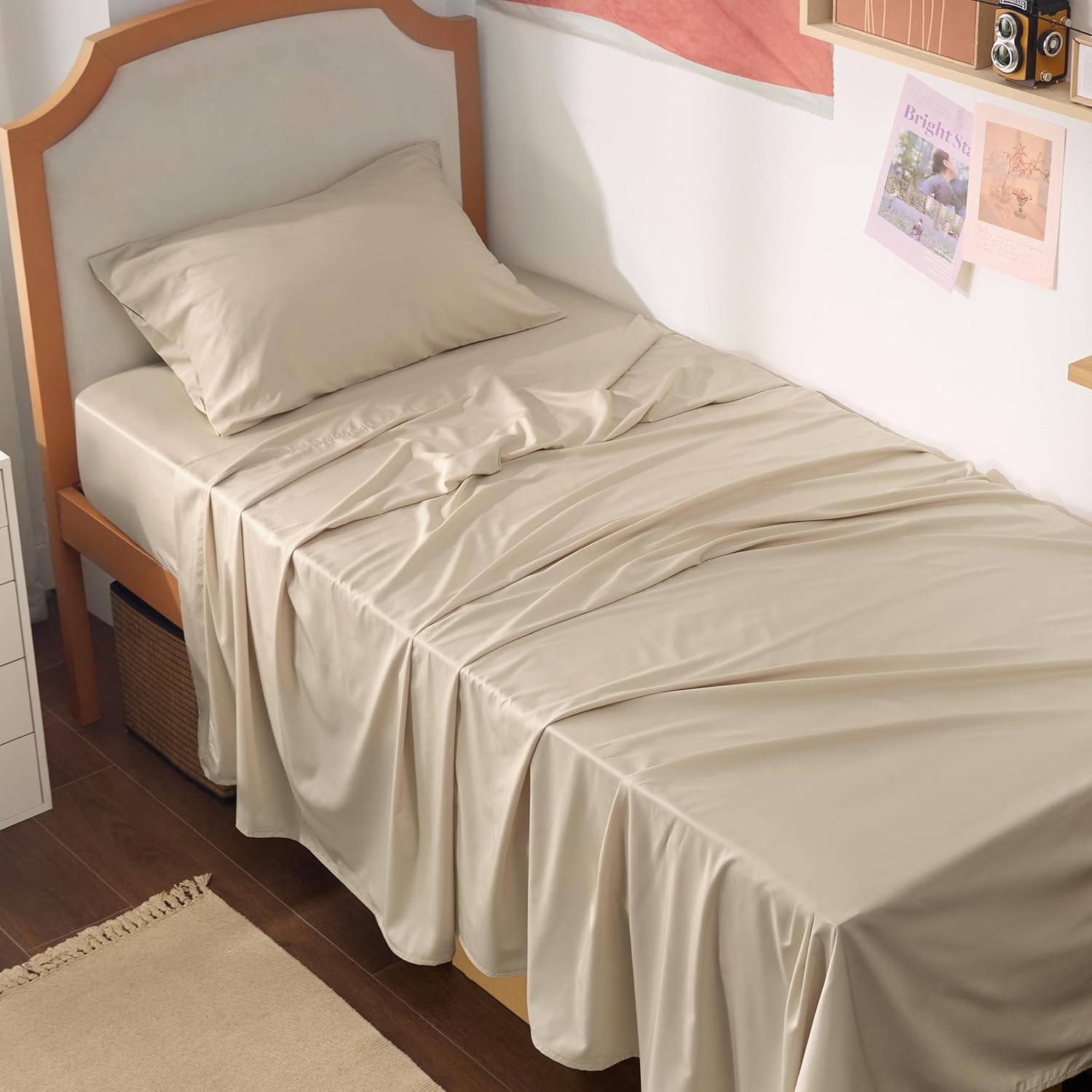 Bedsure King Size Sheets Set, Cooling Sheets for Hot Sleepers, Rayon Derived from Bamboo, Breathable & Soft, Deep Pocket Up to 16 Inches, Hotel Luxury Silky Bedding, Dark Grey - Image 17