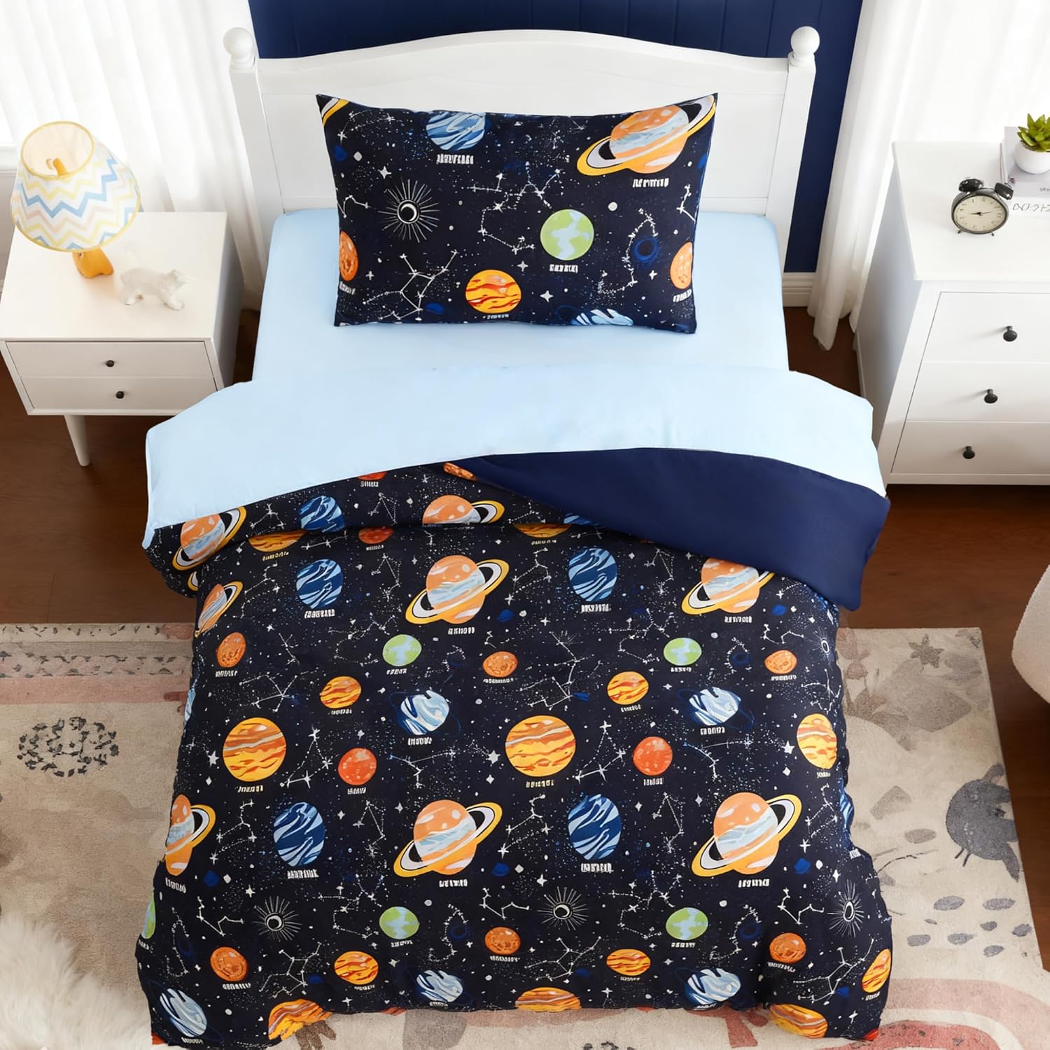 Twin Kids Comforter Set - 5 Pieces Twin Bedding Sets for Boys, Glow in The Dark Space Bed in A Bag with Sheets - Image 17