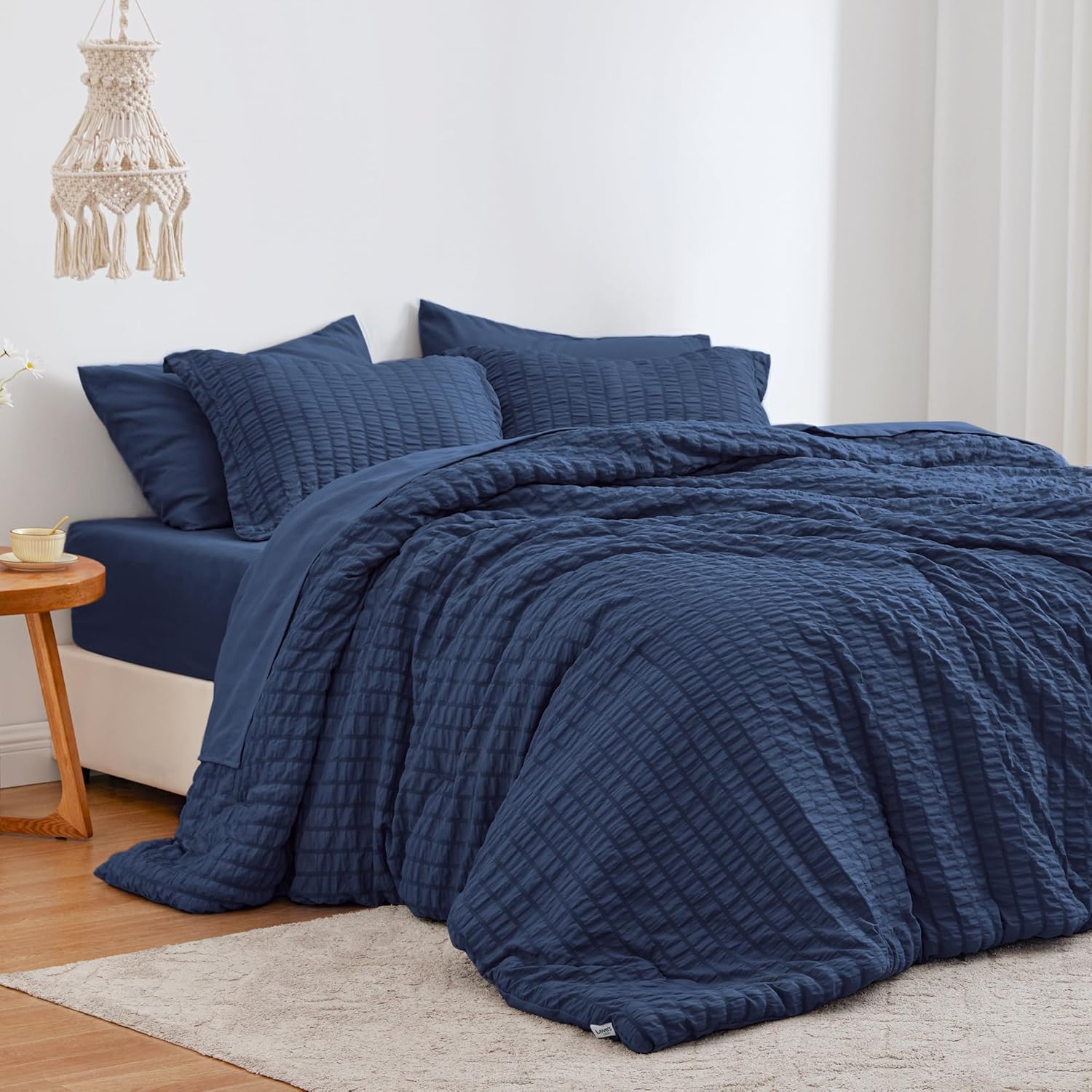 Love's cabin Seersucker Black 7 Pieces Comforter Set Full, All Season Lightweight Bedding Set, Full Bed in a Bag Comforter Set with Comforter, Flat Sheet, Fitted Sheet, Pillowcase and Pillow Sham - Image 11