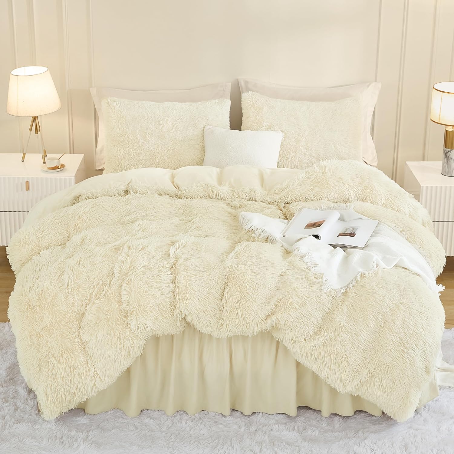 Andency Queen Comforter Set Black, Fluffy Winter Faux Fur Warm Soft Plush Bedding Comforter Set (1 Velvet Comforter & 2 Pillowcases), Fuzzy Thick Heavy Puffy Comforters Bed Set - Image 16