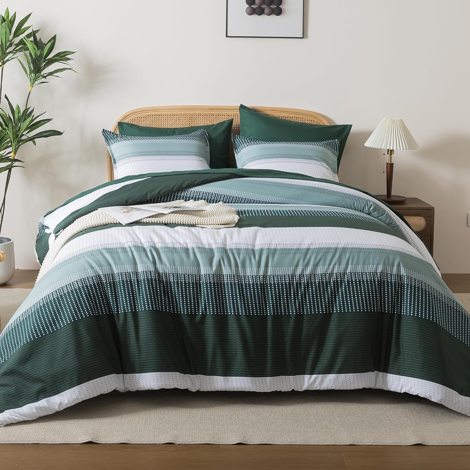 Andency Queen Comforter Set 7 Pieces Bed in a Bag - Black White Grey Striped Lightweight Soft Microfiber All Season Queen Size Bedding Set with Comforter, Fitted & Flat Sheet, Pillowcases & Shams - Image 16