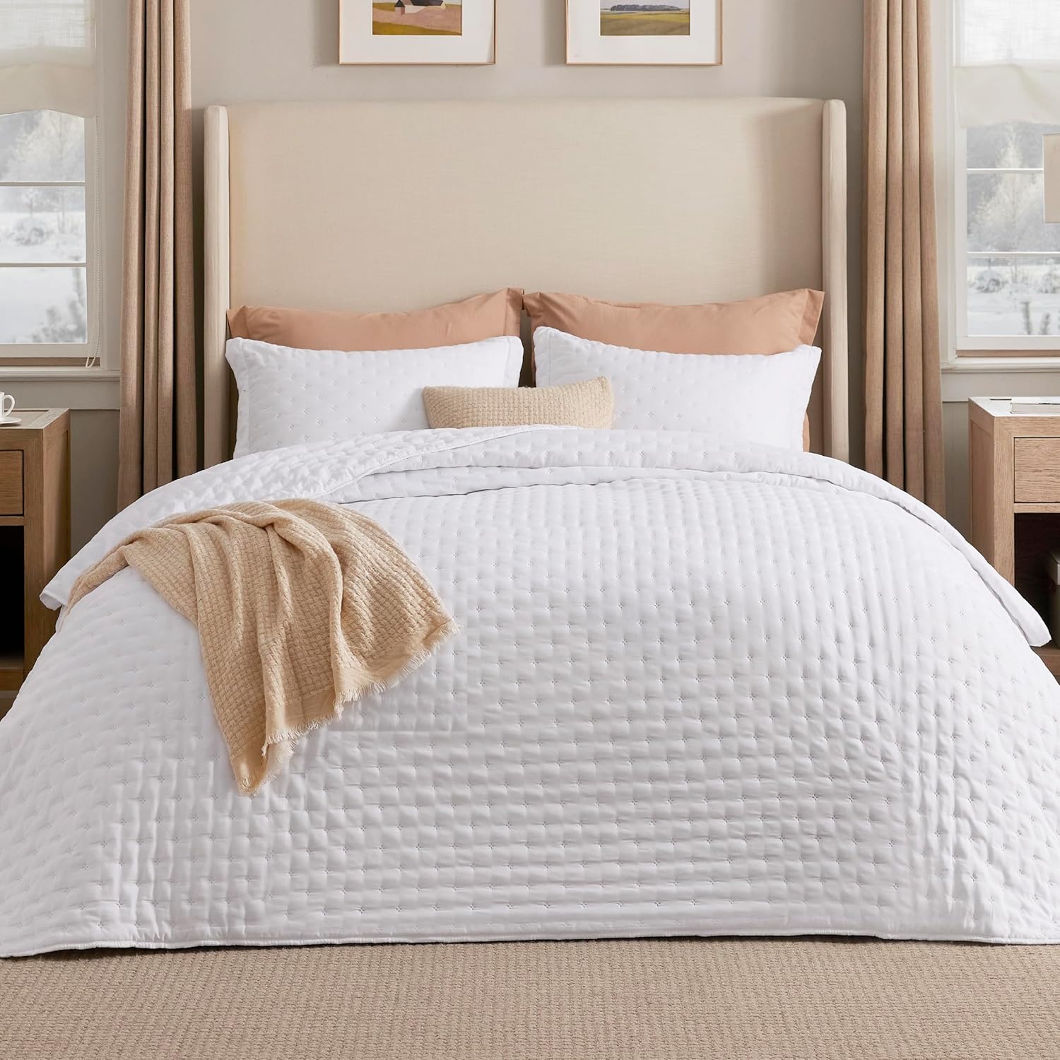 Bedsure King Quilt - Ultra Soft Quilt Bedding, Lightweight King Size Comforter, White Bedspread Coverlet for Modern Bedroom Decor, 106x96 Inch - Image 9