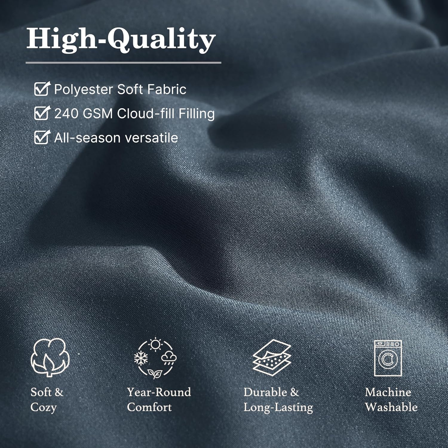 Monbix Queen Comforter Set - 7 Pieces Blue Gray Bed in a Bag Queen Bedding Sets with Comforters, All Seasons Comforter Bed Set with Sheets,Pillowcases & Shams - Image 5