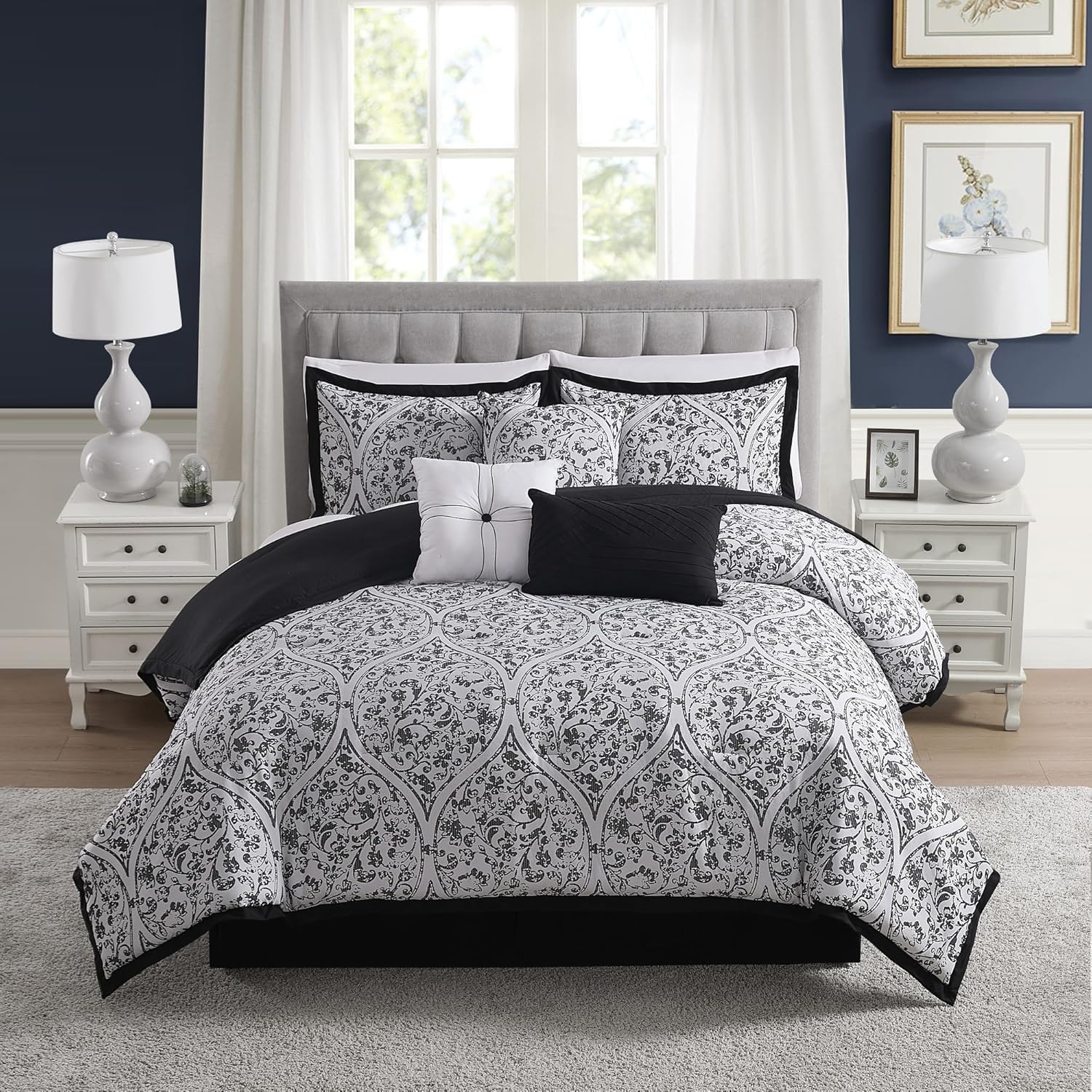 Sweet Home Collection 5 Piece Comforter Set Bag Solid Color All Season Soft Down Alternative Blanket & Luxurious Microfiber Bed Sheets, Black, Twin - Image 21