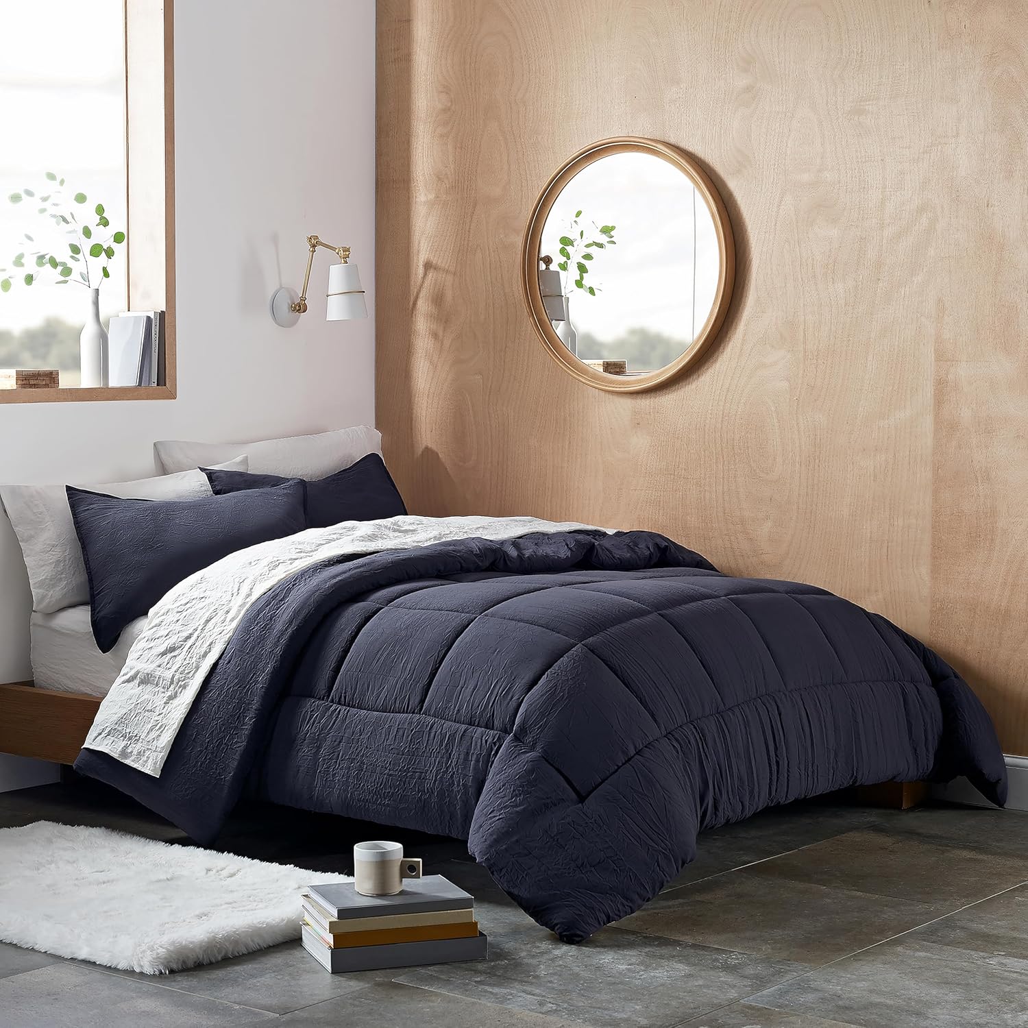 UGG Full/Queen Comforter Set with 2 Pillow Shams, Lightweight Down Alternative Blanket, Reversible Cozy Warm All Season Washable, Hypoallergenic Bedding Set, Navy Blue (Leonora) - Image 5