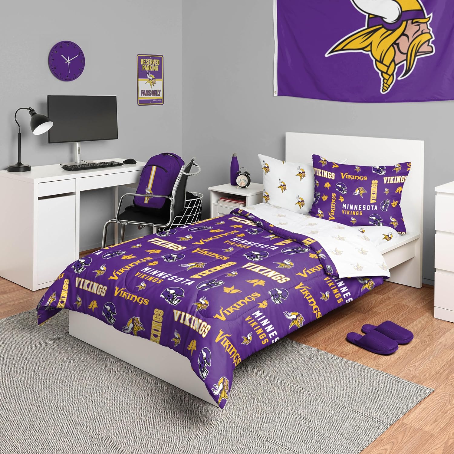 FOCO Unisex-Adult NFL Team Logo Bed in a Bag Comforter, Sheets, Pillow Cases Bedding 5-Piece Set - Image 37