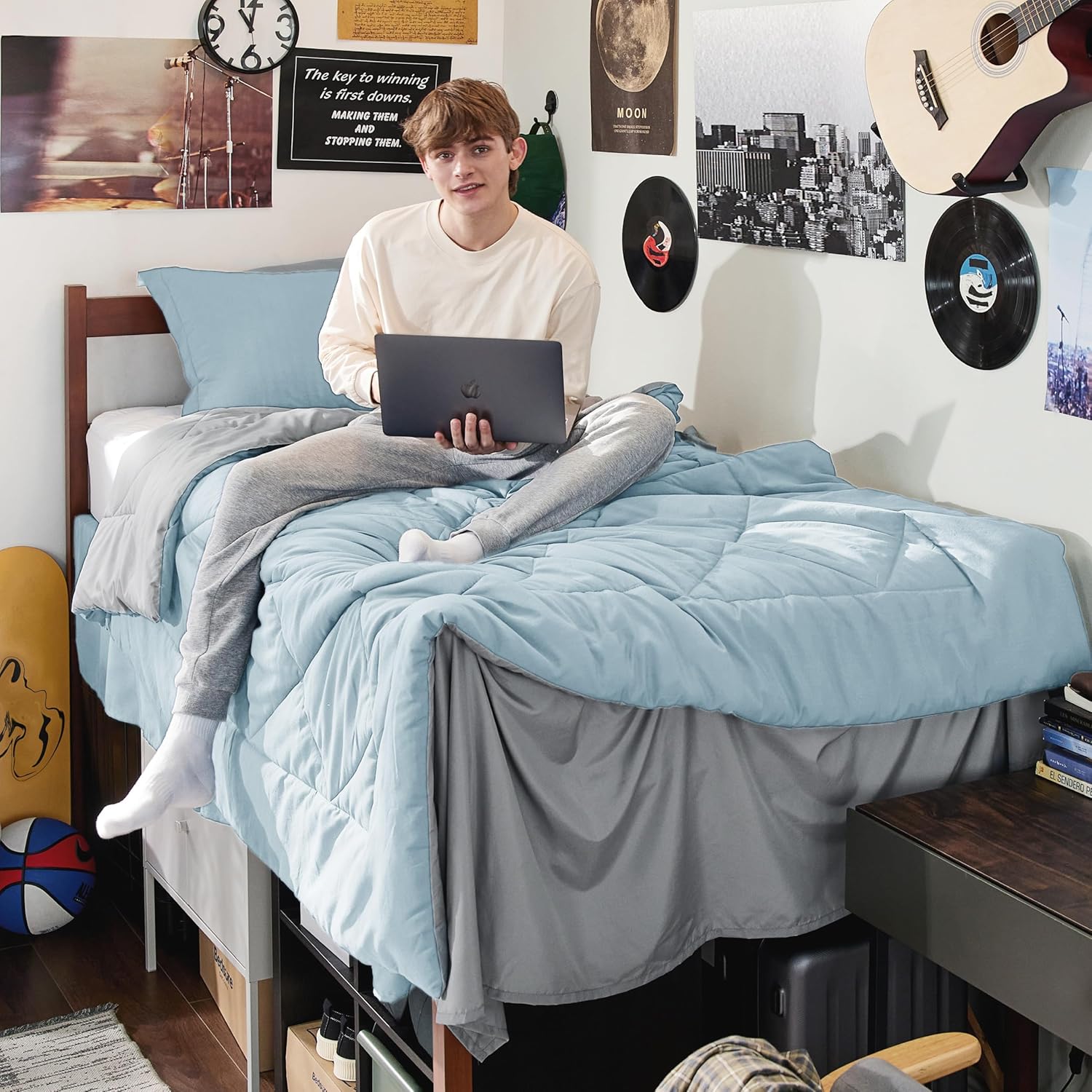 Bedsure Queen Comforter Set - 7 Pieces Reversible Grey Bedding, Queen Size Bed Set for All Seasons, Bed in a Bag with Down Alternative Comforter, Sheets, Pillowcases & Shams - Image 37