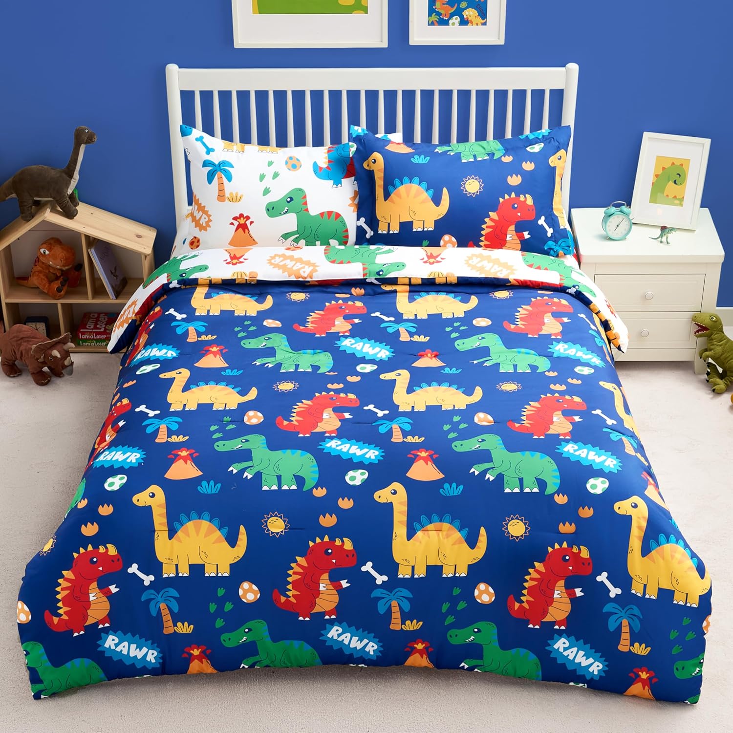 Joiedomi Kid Twin Comforter Set 5 Piece Dinosaur Bedding Set for Boys Girls Super Soft Microfiber Bed in a Bag with Comforter Sheets Pillowcase Sham - Image 10