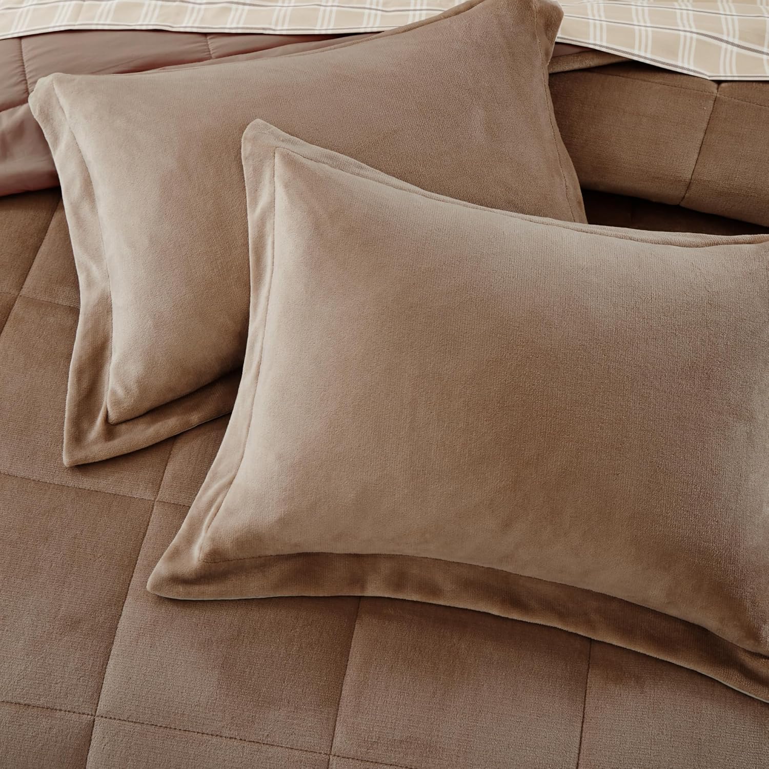 Plush Queen Comforter Set Brown, Flannel Velvet Comforter Sets 7 Pieces Bed in a Bag, Soft Warm Winter Bedding Set with Sheets, Pillowcases & Shams - Image 6