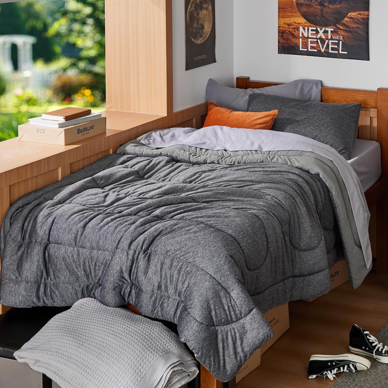 Bedsure Queen Comforter Set - Beige Soft Bedding for All Seasons, Cationic Dyed Bed Set, 3 Pieces, 1 Queen Size Comforter (90"x90") and 2 Pillow Shams (20"x26"+2") - Image 12