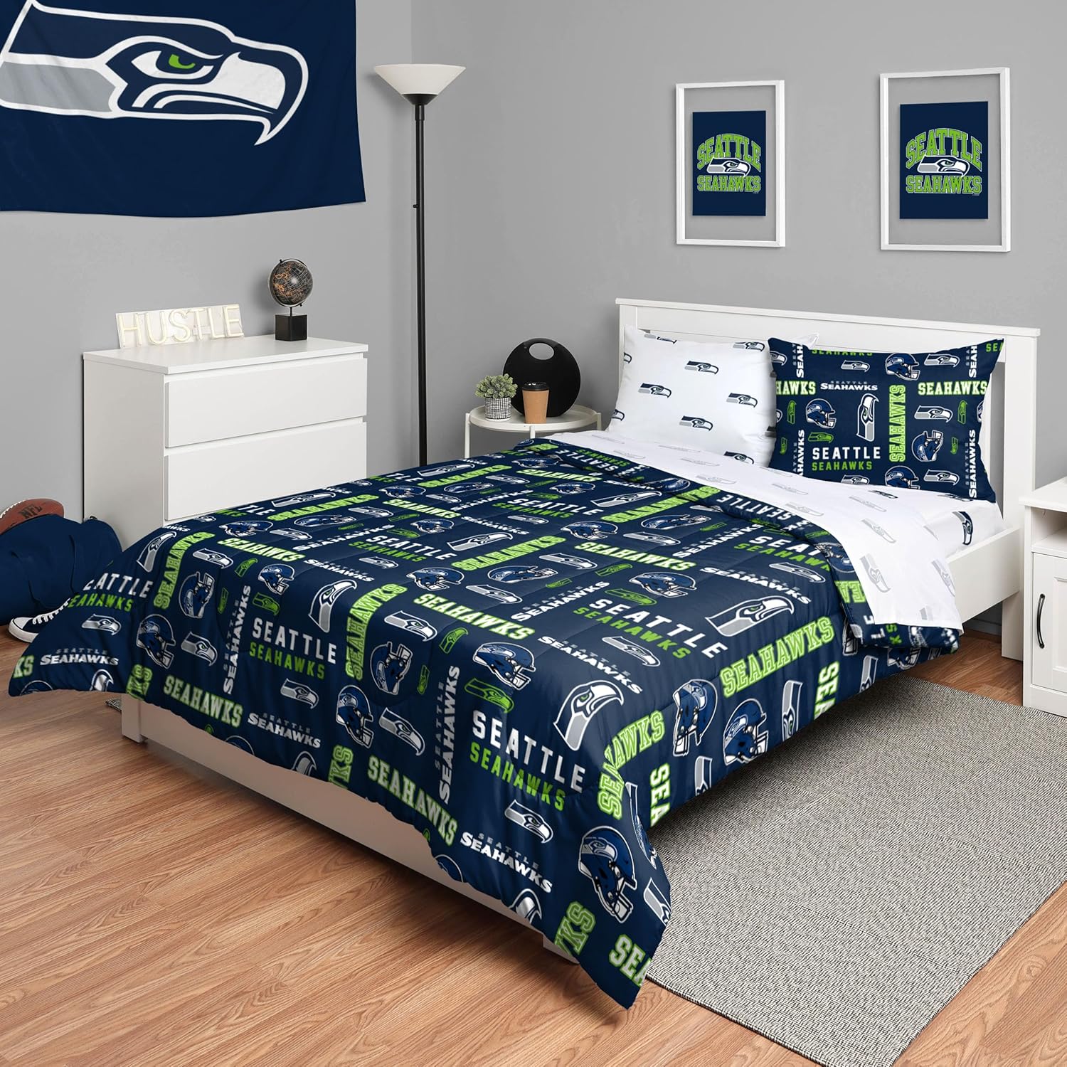 FOCO Unisex-Adult NFL Team Logo Bed in a Bag Comforter, Sheets, Pillow Cases Bedding 5-Piece Set - Image 49
