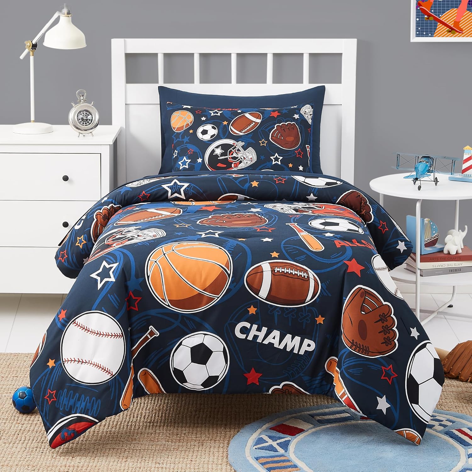 Twin Kids Comforter Set - 5 Pieces Twin Bedding Sets for Boys, Glow in The Dark Space Bed in A Bag with Sheets - Image 7