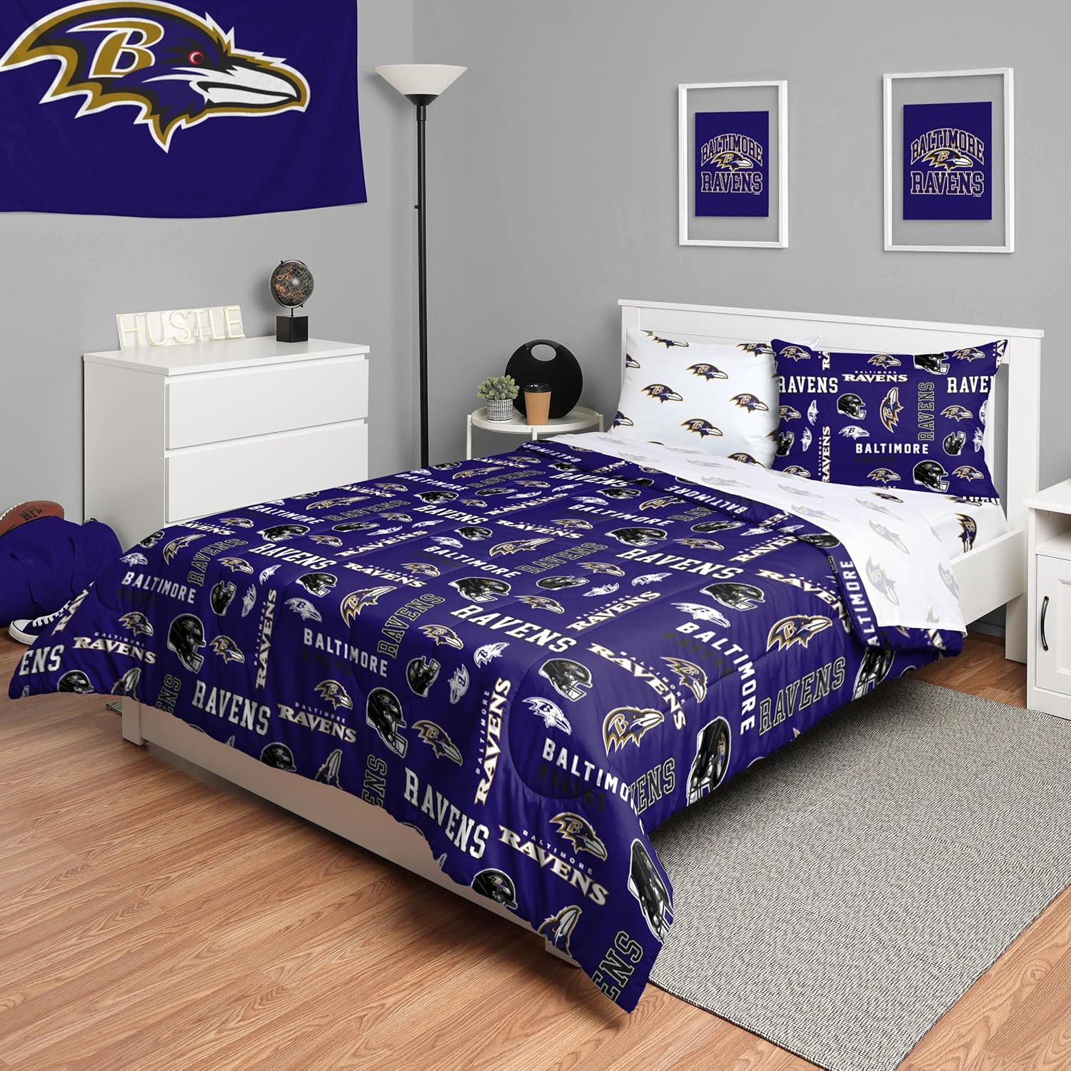 FOCO Unisex-Adult NFL Team Logo Bed in a Bag Comforter, Sheets, Pillow Cases Bedding 5-Piece Set - Image 12