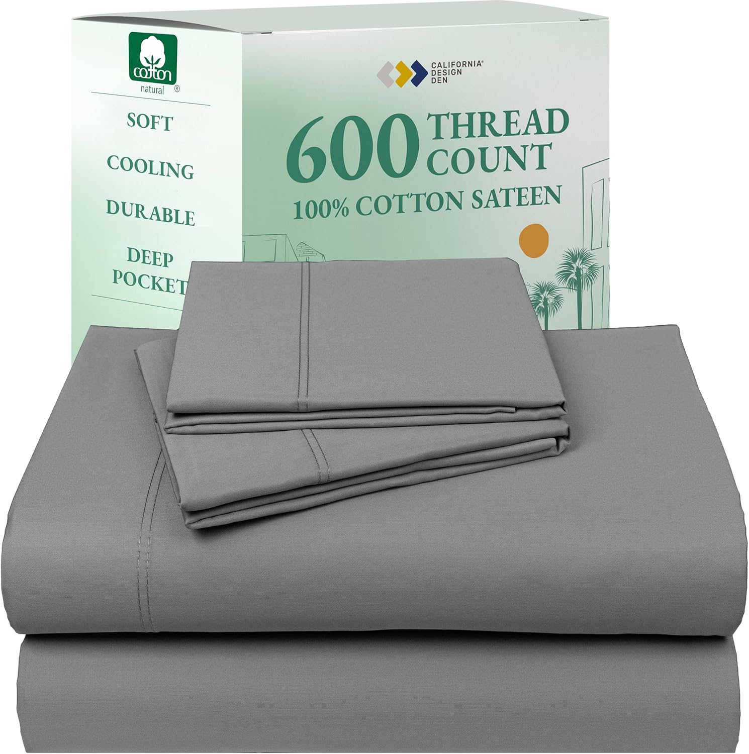 California Design Den Queen Sheet Set - Luxury 600 Thread Count Sateen, 100% Cotton Deep Pocket Queen Sheets with All Around Elastic, Snug Fit, Hotel Quality Bedding Set - White - Image 31