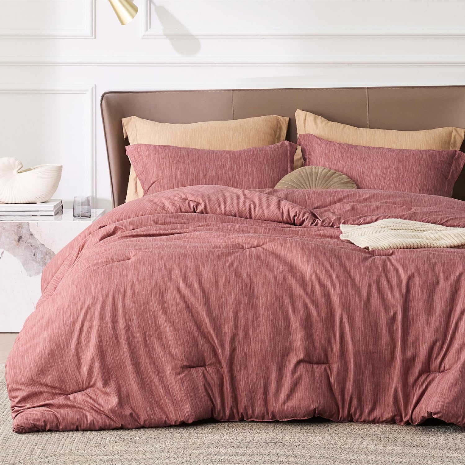 Bedsure Queen Comforter Set - Beige Soft Bedding for All Seasons, Cationic Dyed Bed Set, 3 Pieces, 1 Queen Size Comforter (90"x90") and 2 Pillow Shams (20"x26"+2") - Image 39