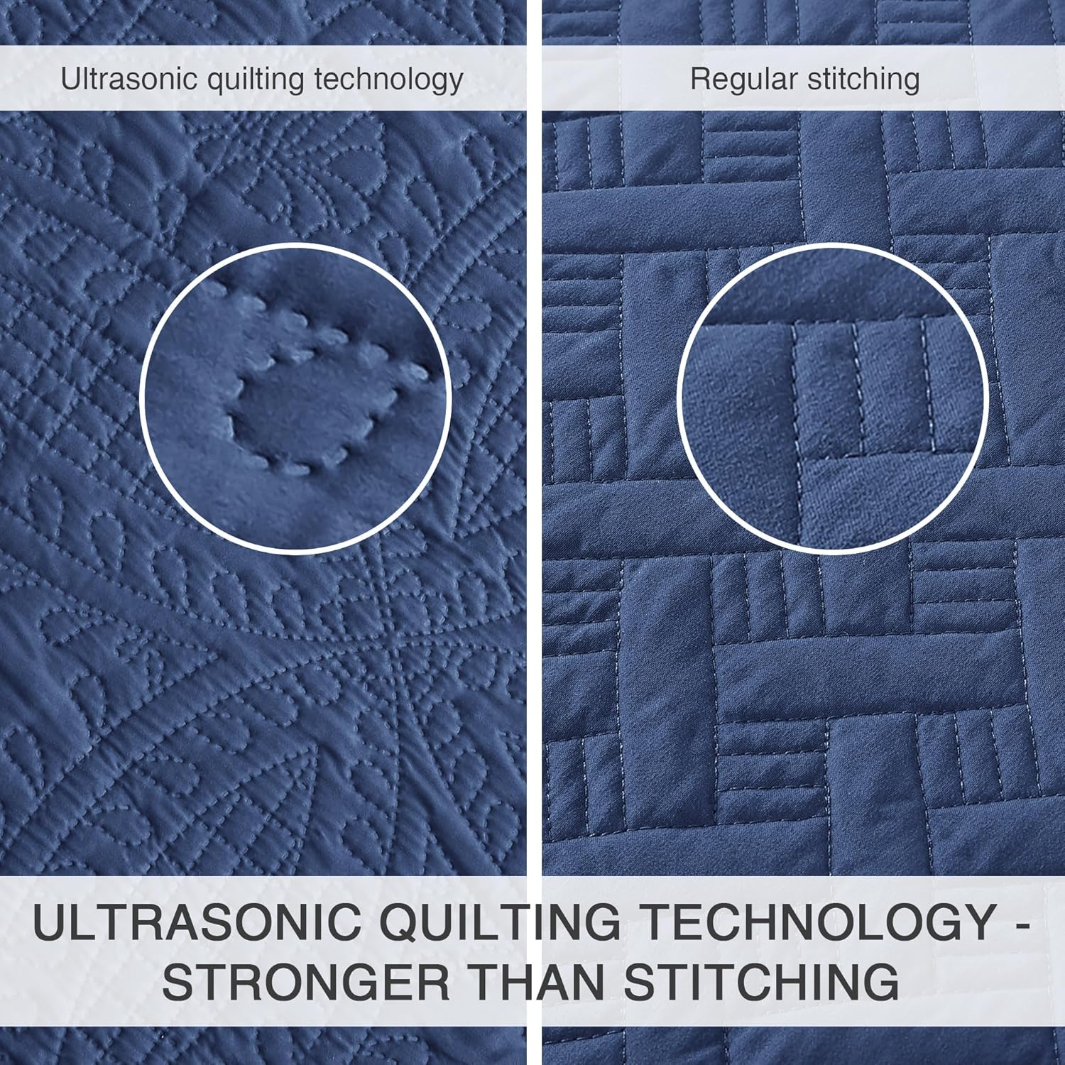 Love's cabin King Size Quilt Set Navy Blue Bedspreads - Soft Bed Summer Lightweight Bedspread Comforter - Modern Style Coin Pattern Coverlet for All Season - 3 Pieces (1 Quilt, 2 Pillow Shams) - Image 3