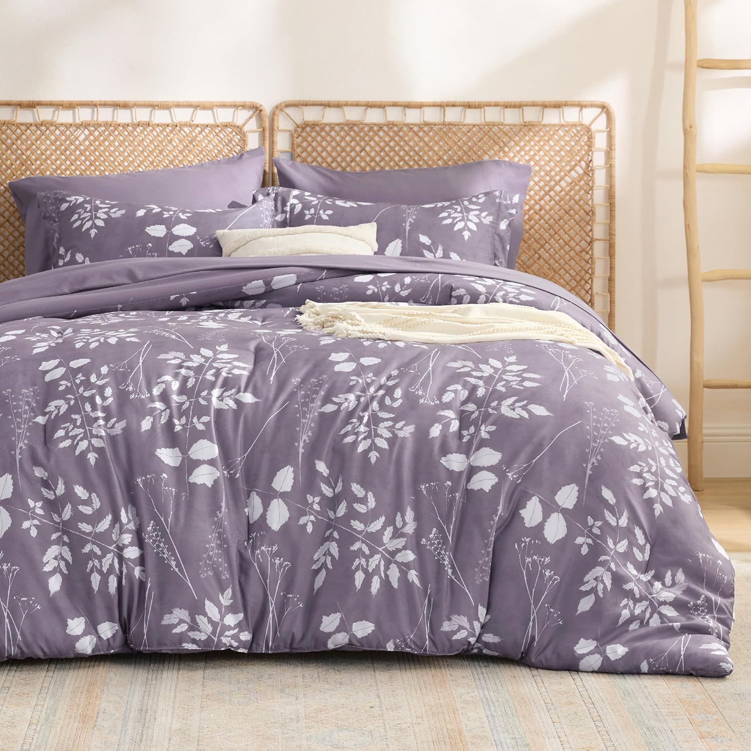 Bedsure Queen Comforter Set - 7 Pieces Floral Sage Green Soft Bedding Sets, Queen Bed in a Bag with Botanical Flowers Comforter, Sheets, Pillowcases & Shams - Image 17
