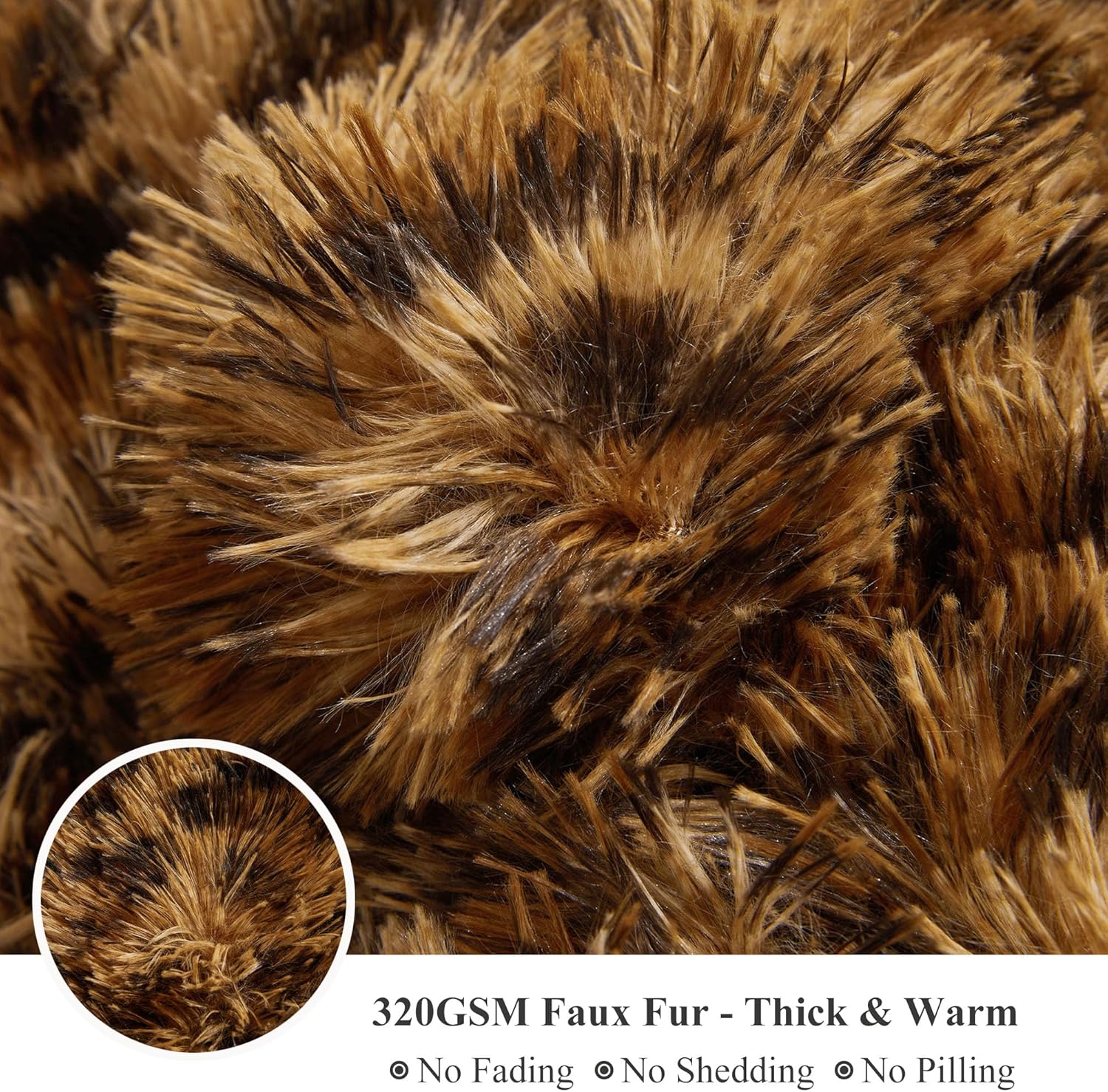 XeGe Cheetah Print Fluffy Faux Fur Duvet Cover Set, 3 Pieces Soft Plush Shaggy Fuzzy Bedding Set(1 Faux Fur Leopard Print Comforter Cover + 2 Furry Pillowcases), Zipper Closure(Queen, Brown) - Image 5