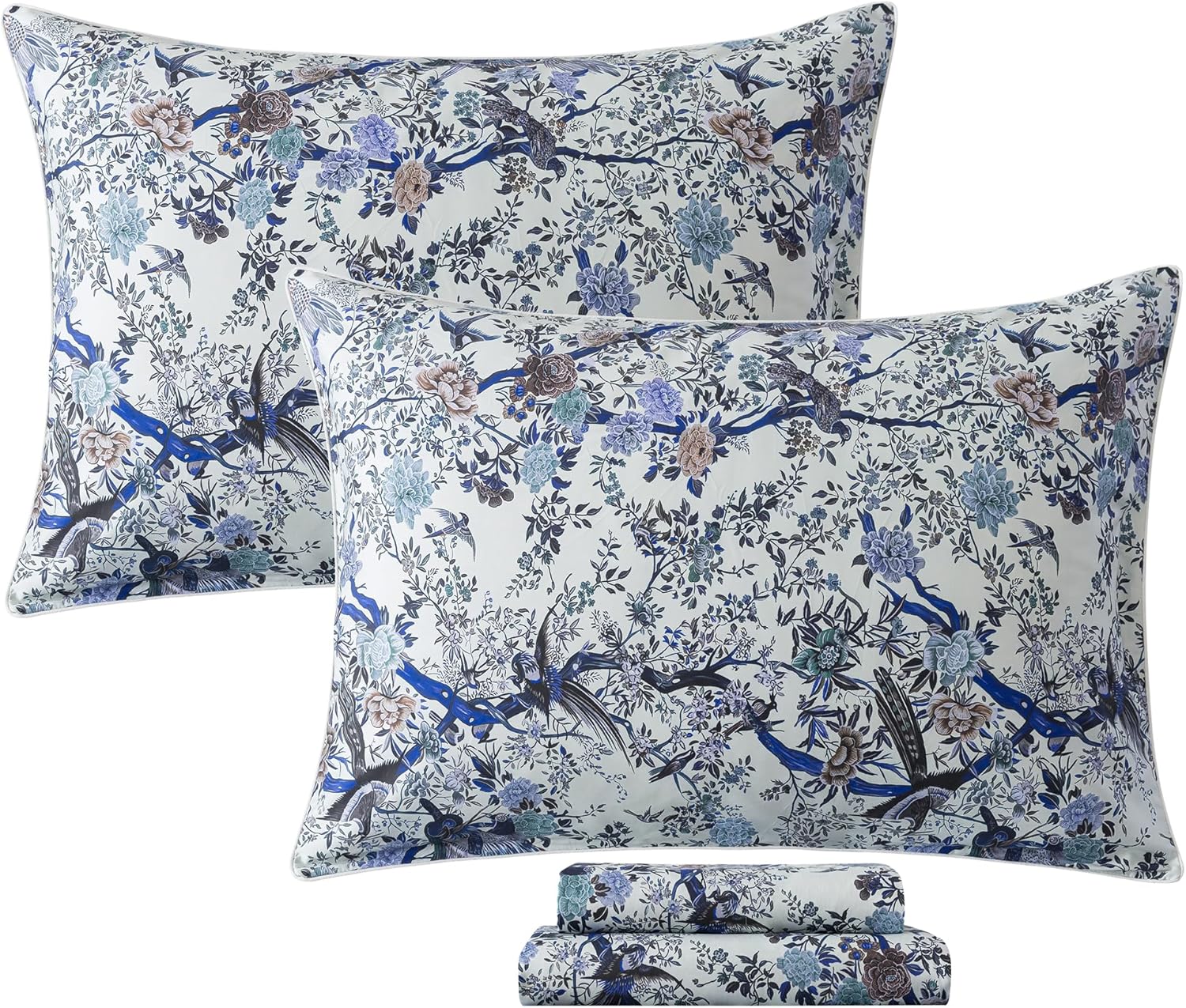 FADFAY Shabby Floral Bedding Elegant Peony Sheets Set Luxury Bedding Collections 100% Egyptian Cotton Deep Pocket, 4 Piece-King Size - Image 13