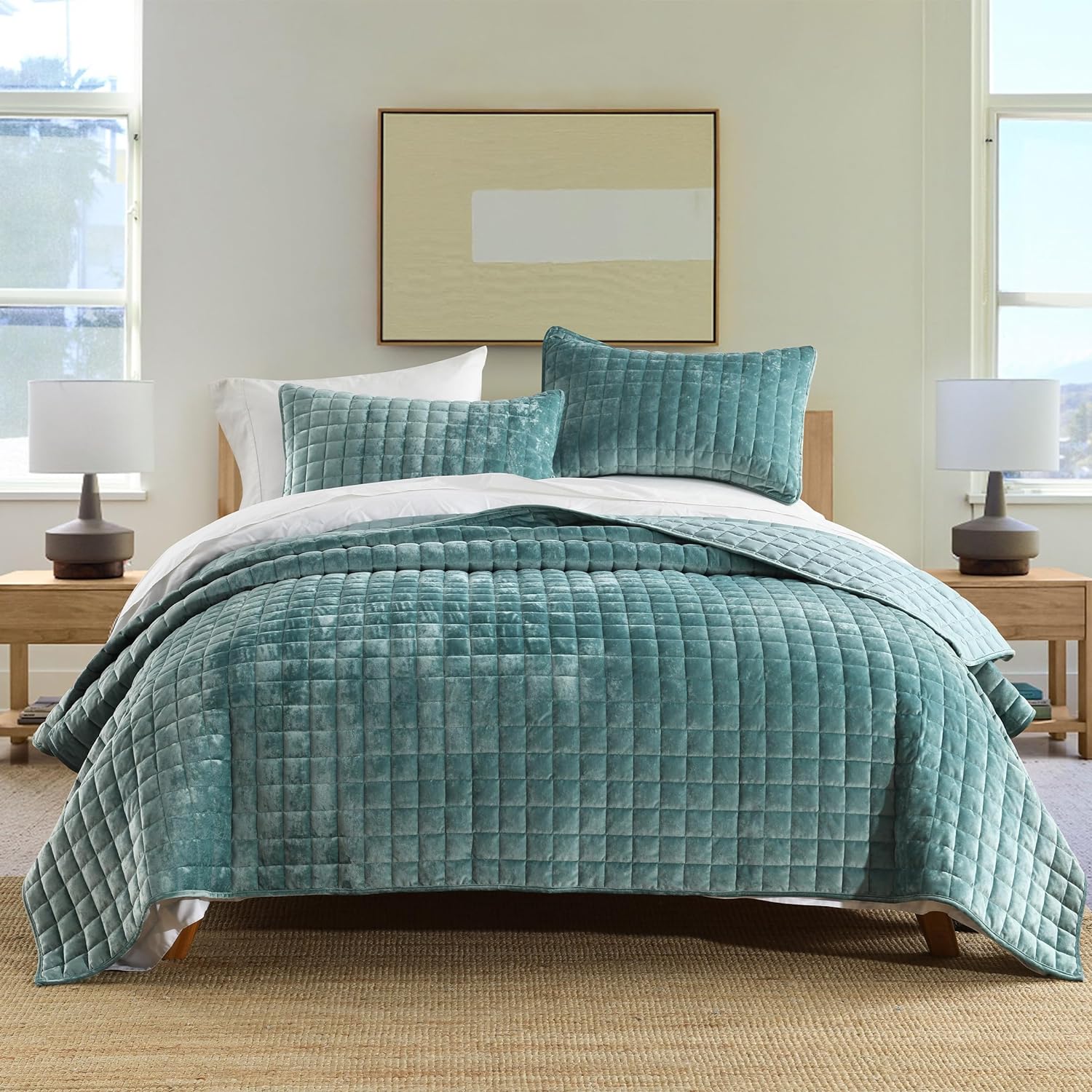 Secgo Queen Comforter Set for Bed - 100% Cotton Quilts Queen Size, Green, Sage Bedspreads (90 * 98 Inch) with 2 Pillow Shams, Patchwork Reversible Lightweight Bedding - Image 12