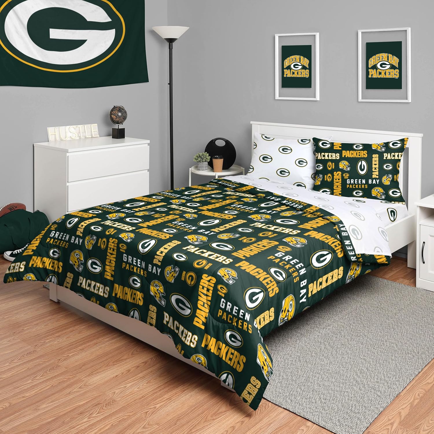 FOCO Unisex-Adult NFL Team Logo Bed in a Bag Comforter, Sheets, Pillow Cases Bedding 5-Piece Set - Image 26