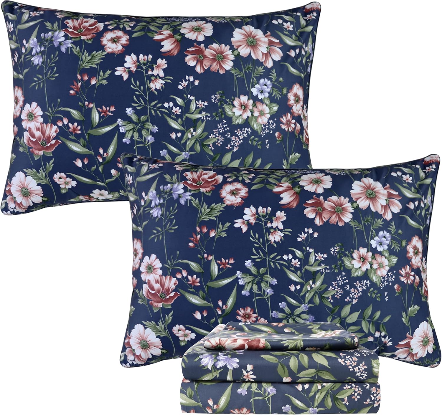 FADFAY Shabby Floral Bedding Elegant Peony Sheets Set Luxury Bedding Collections 800 Thread Count 100% Egyptian Cotton Deep Pocket, 4 Piece-Queen Size - Image 32