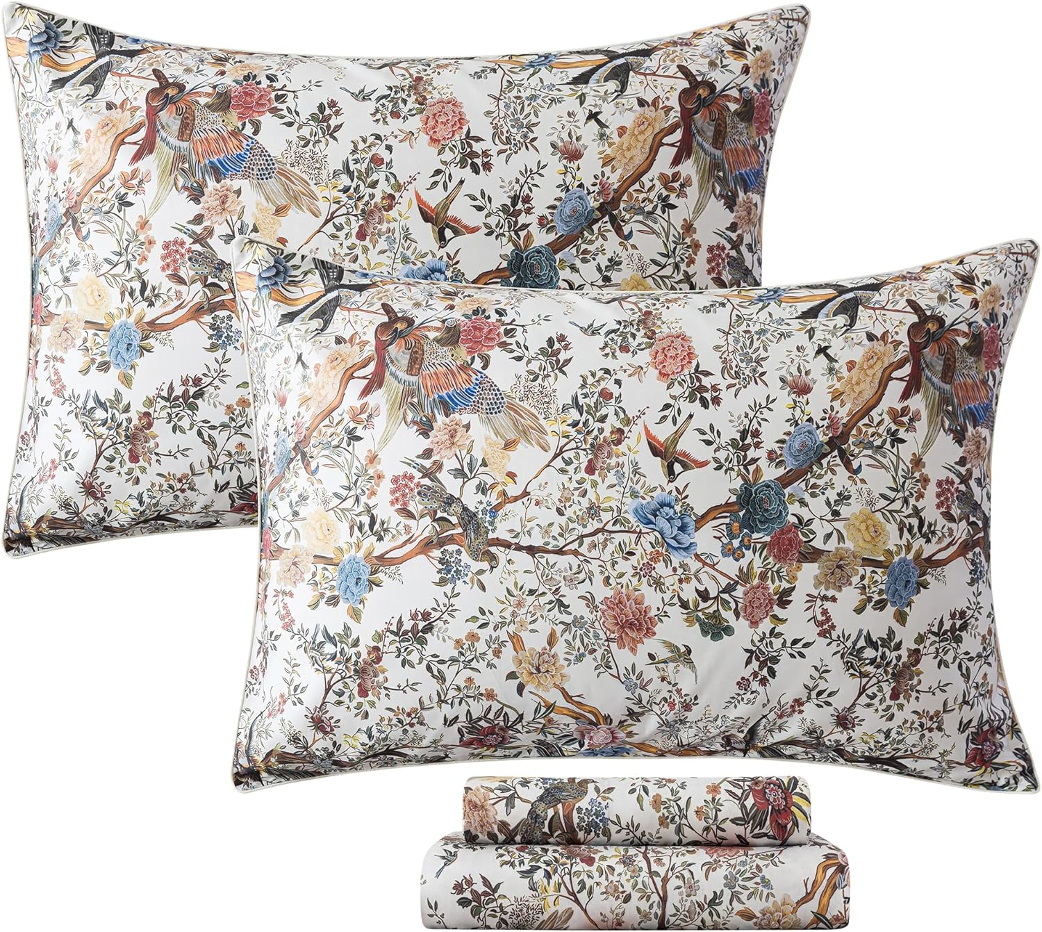 FADFAY Shabby Floral Bedding Elegant Peony Sheets Set Luxury Bedding Collections 100% Egyptian Cotton Deep Pocket, 4 Piece-King Size - Image 22