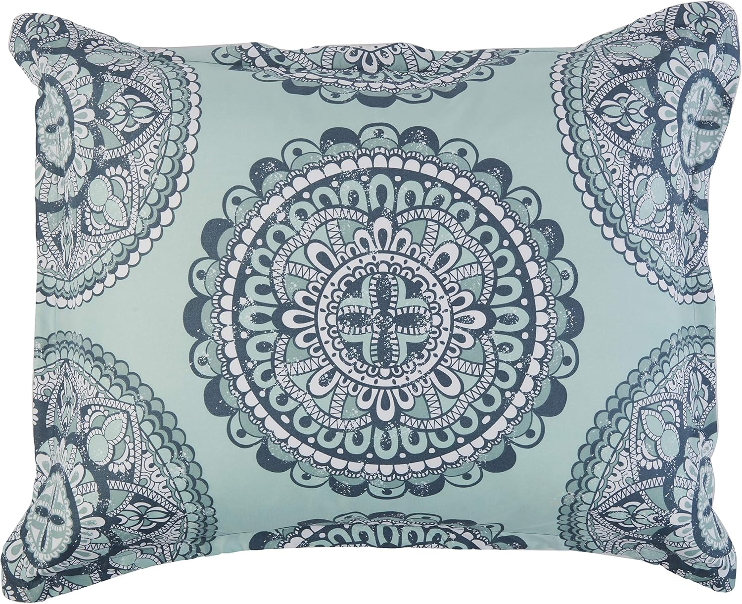 Amazon Basics 10-Piece Bed-in-a-Bag - Soft, Easy-Wash Microfiber - Full/Queen, Sea Foam Medallion, Floral - Image 3