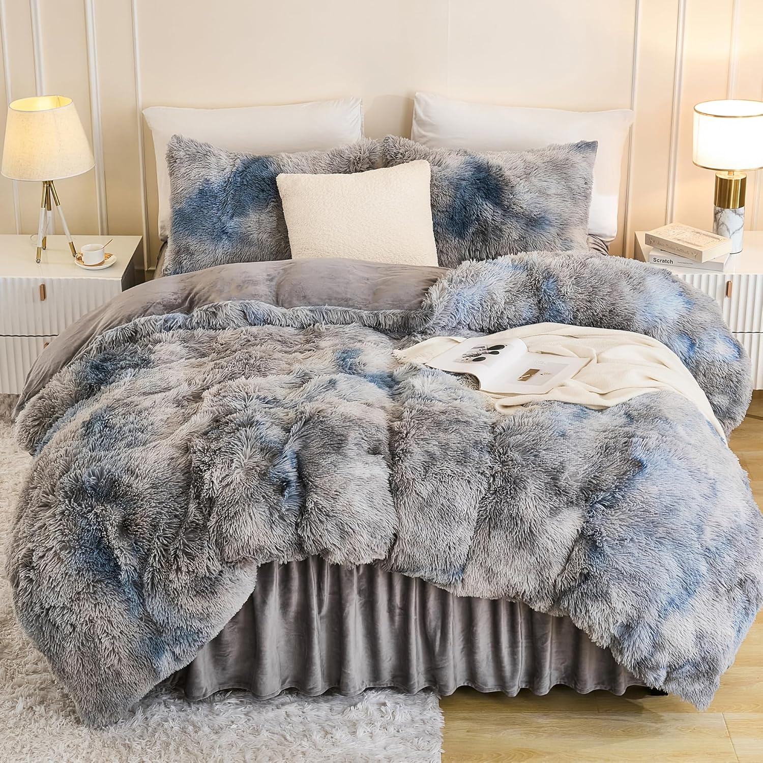 Andency Queen Comforter Set Black, Fluffy Winter Faux Fur Warm Soft Plush Bedding Comforter Set (1 Velvet Comforter & 2 Pillowcases), Fuzzy Thick Heavy Puffy Comforters Bed Set - Image 17