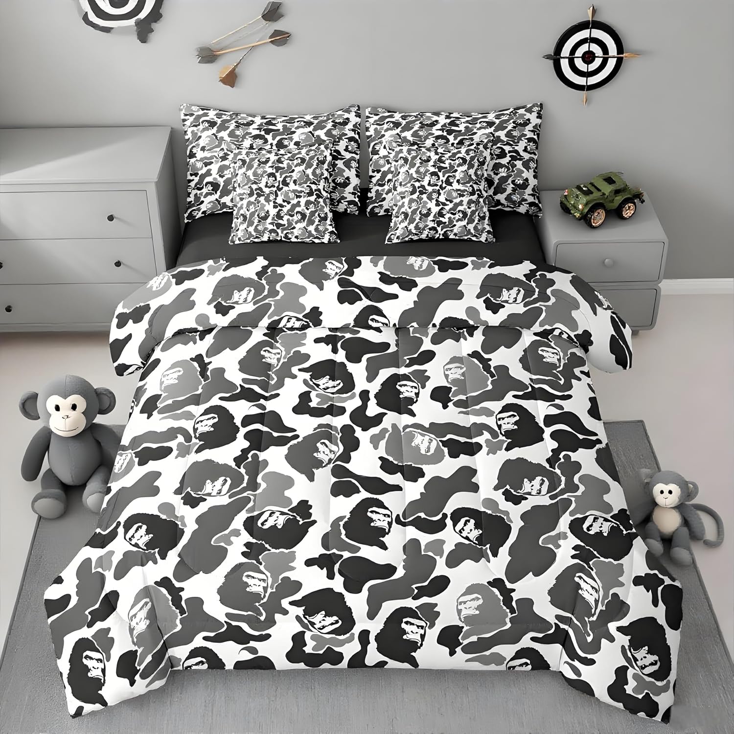 Feelyou Duck Hunter Green Camouflage Hunting 7 Pieces Bedding Set, Queen Size Black Brown All Season,Bed in a Bag with Comforter, Sheets, Pillowcases Camo Army Bed Set Breathable Wild Room Decor - Image 30