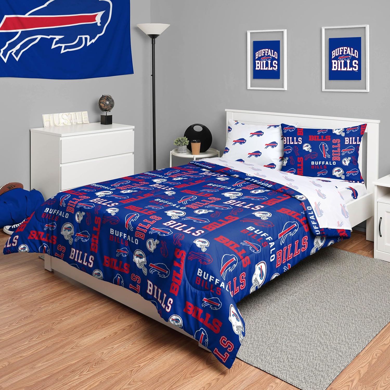 FOCO Unisex-Adult NFL Team Logo Bed in a Bag Comforter, Sheets, Pillow Cases Bedding 5-Piece Set