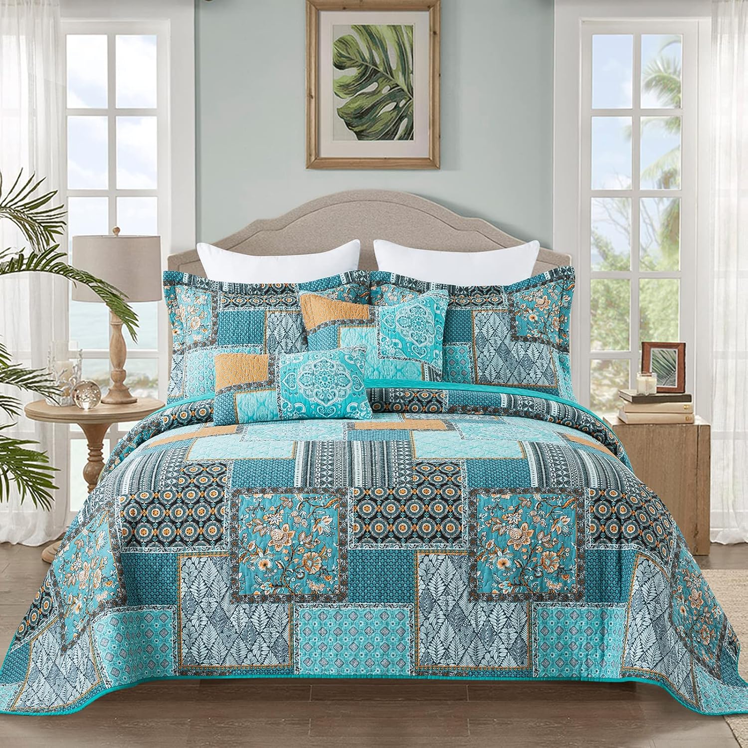 BEDIFANY Cotton King Size Quilt Sets, Lightweight King Quilt Bedding Set (98 x 106 inch) Garden Style Floral Bedspread King Size Coverlet Set for Bed Decorations - All Seasons, 3 Pieces - Image 30