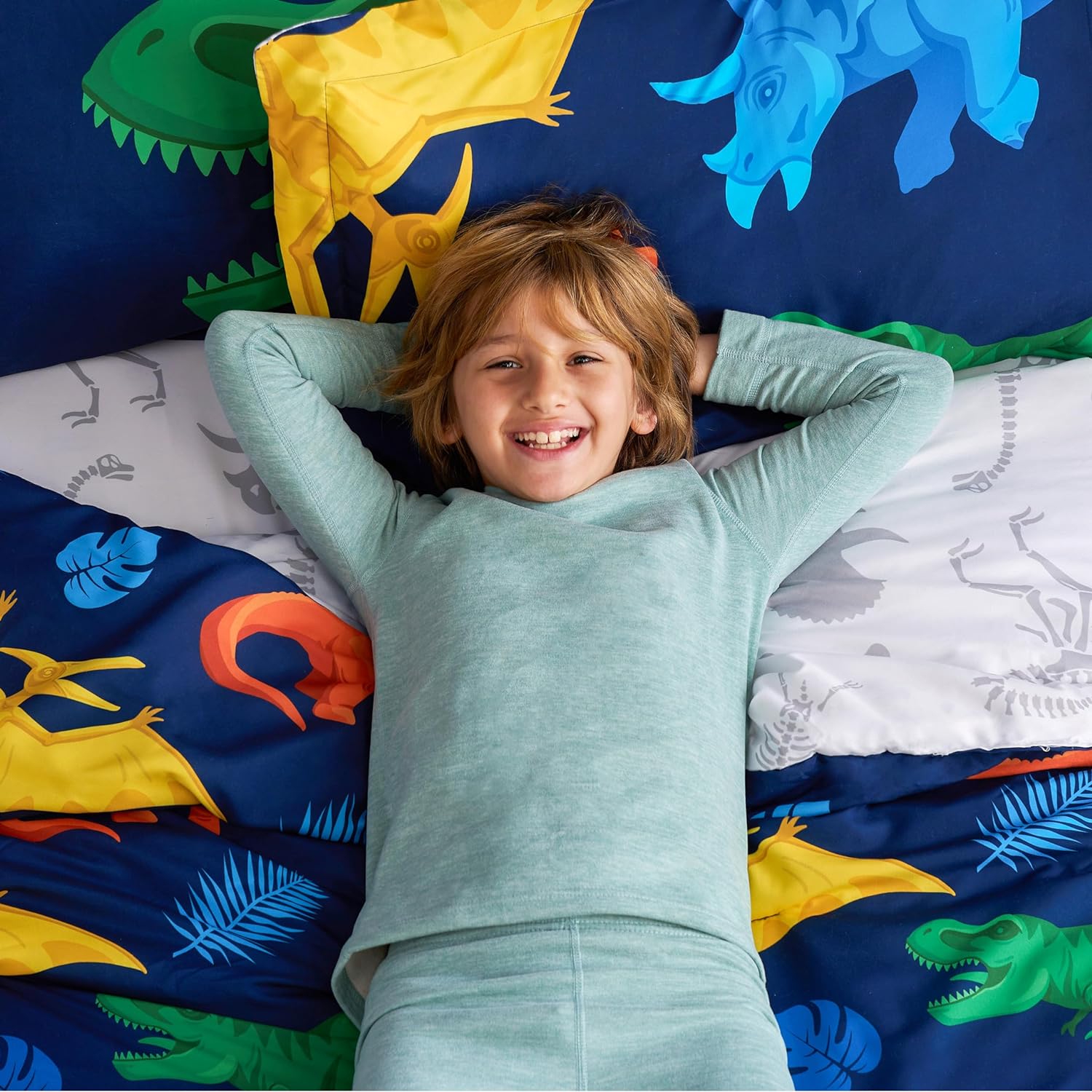 Joiedomi Kid Twin Comforter Set 5 Piece Dinosaur Bedding Set for Boys Girls Super Soft Microfiber Bed in a Bag with Comforter Sheets Pillowcase Sham - Image 2
