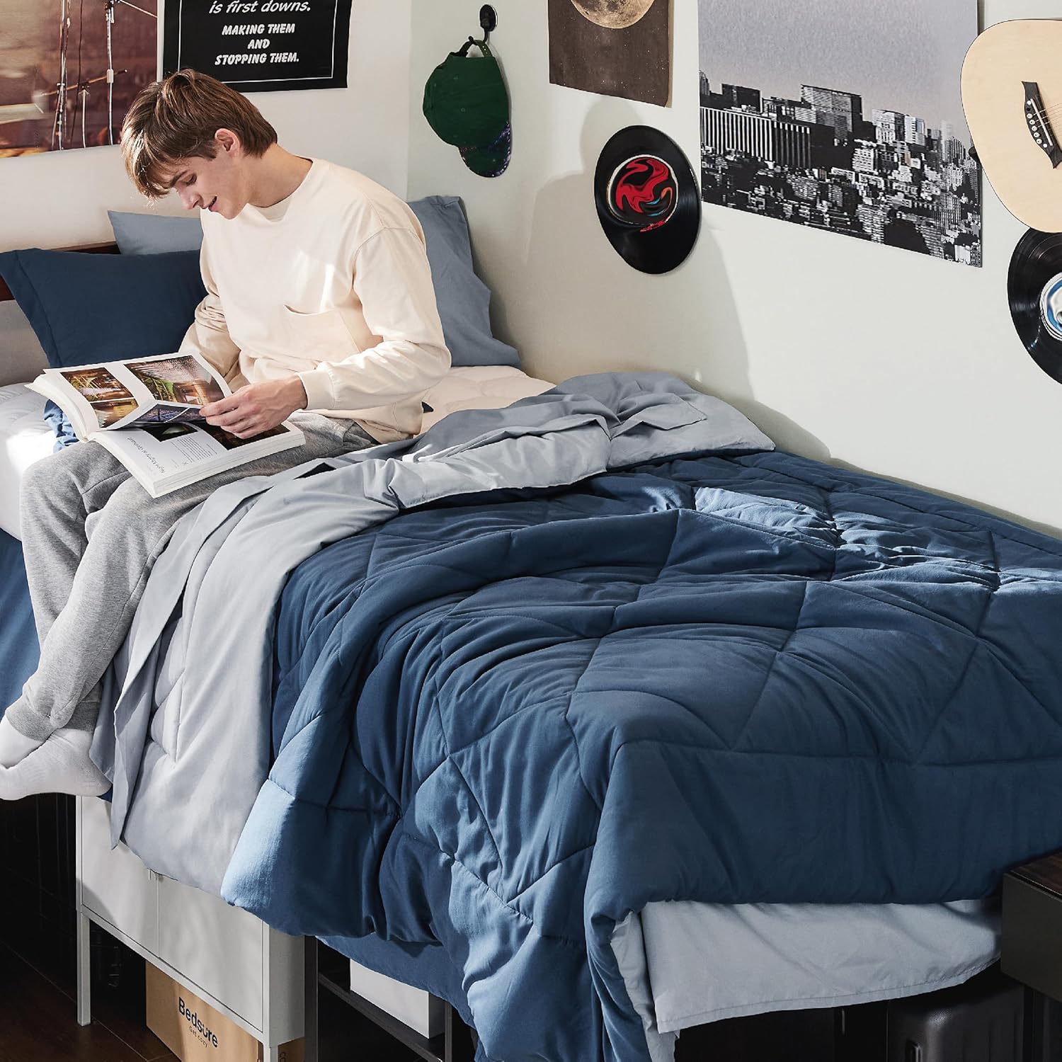 Bedsure Queen Comforter Set - 7 Pieces Reversible Grey Bedding, Queen Size Bed Set for All Seasons, Bed in a Bag with Down Alternative Comforter, Sheets, Pillowcases & Shams - Image 31