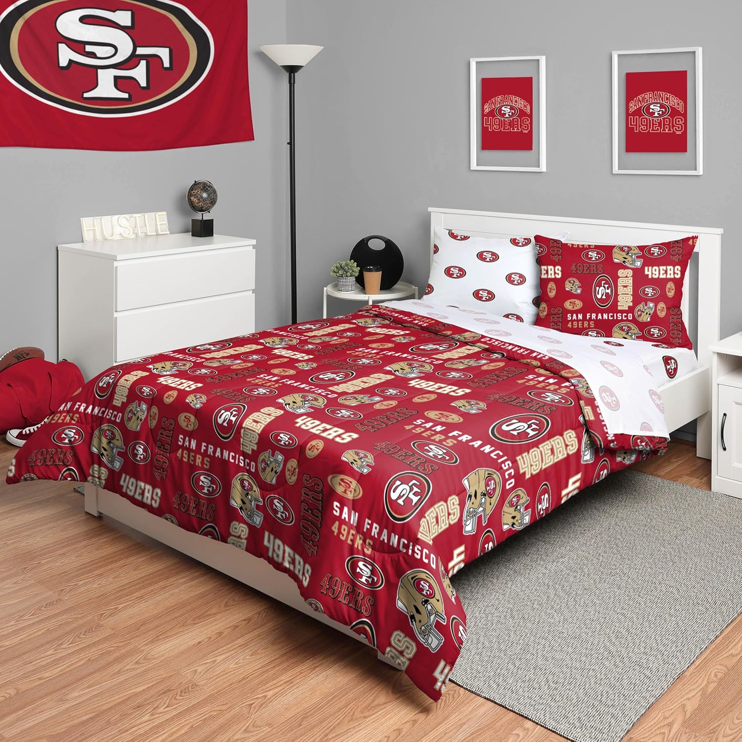 FOCO Unisex-Adult NFL Team Logo Bed in a Bag Comforter, Sheets, Pillow Cases Bedding 5-Piece Set - Image 8