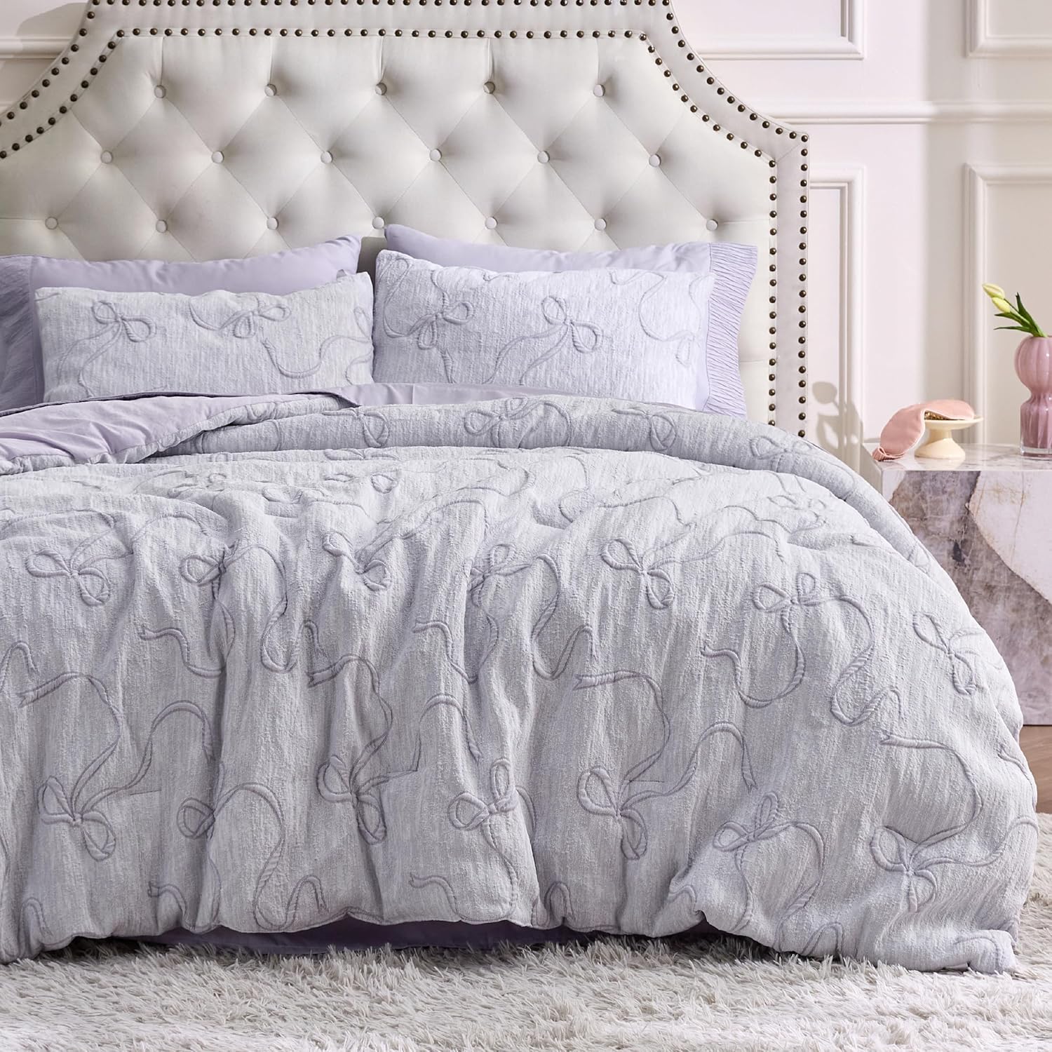 Bedsure Tufted Boho Comforter Set Twin Size - Beige Boho Bed Set, GentleSoft™ 2 Pieces Farmhouse Shabby Chic Embroidery Bedding, Gifts for Woman, Soft Jacquard Twin Comforter for All Seasons - Image 12