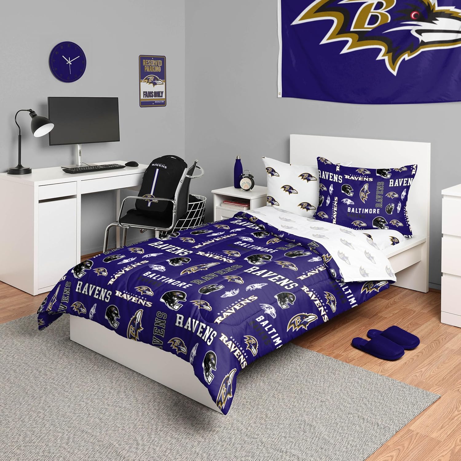 FOCO Unisex-Adult NFL Team Logo Bed in a Bag Comforter, Sheets, Pillow Cases Bedding 5-Piece Set - Image 11