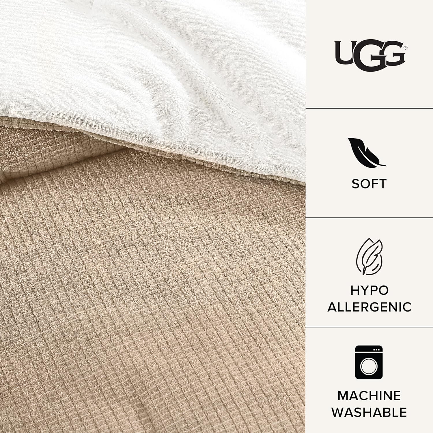 UGG Full/Queen Comforter Set 5 Piece Bed in a Bag with Throw Blanket, Decorative Pillow, Shams, Reversible Hypoallergenic Washable Luxury Warm Fluffy Bedding Set, Brown Birch (Remina) - Image 4